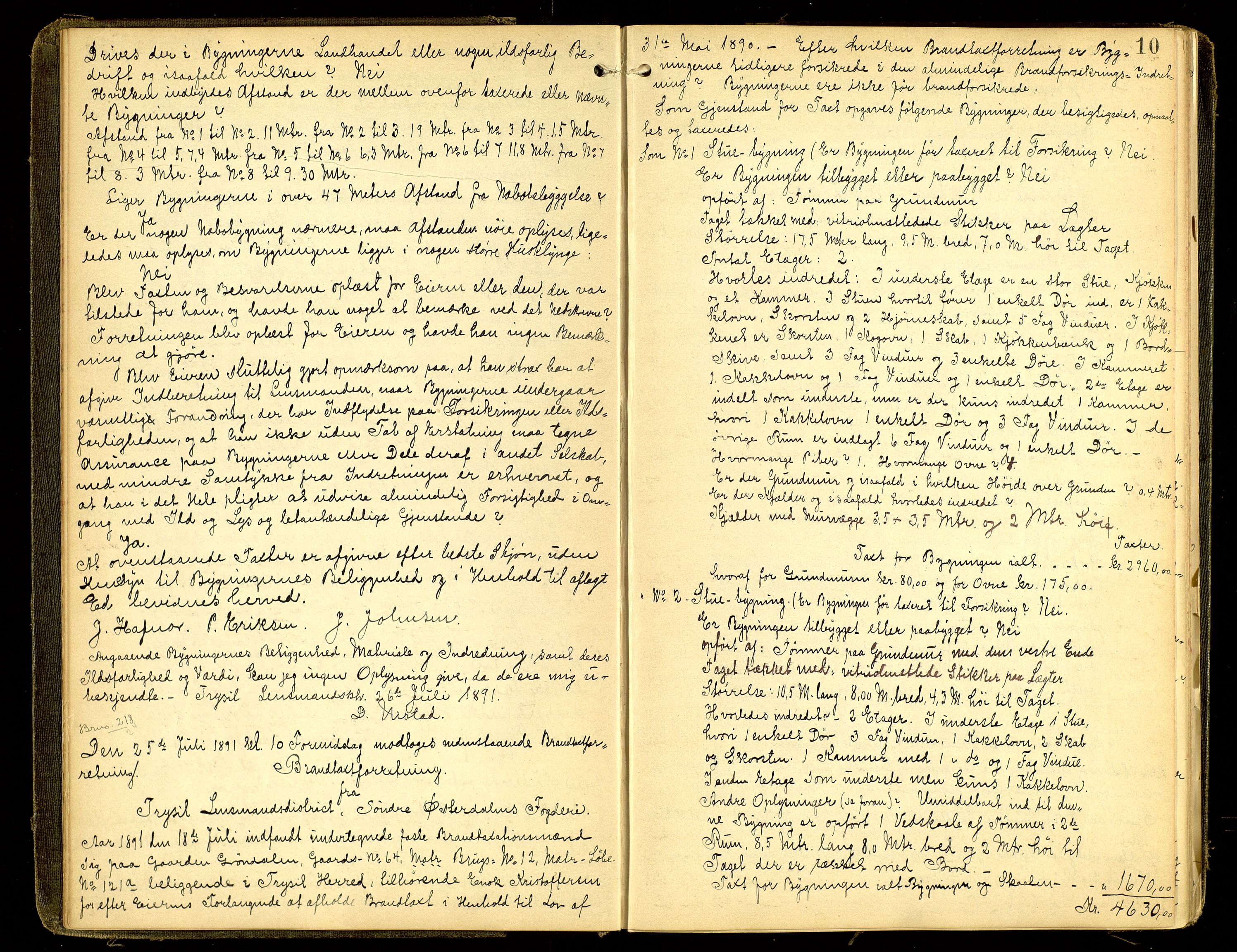 Norges Brannkasse, Trysil, AV/SAH-NBRANT-021/F/L0004: Branntakstprotokoll, 1891-1906, p. 9b-10a