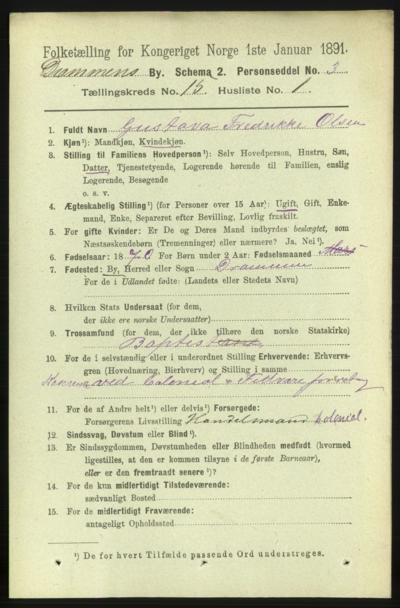 RA, 1891 census for 0602 Drammen, 1891, p. 10505