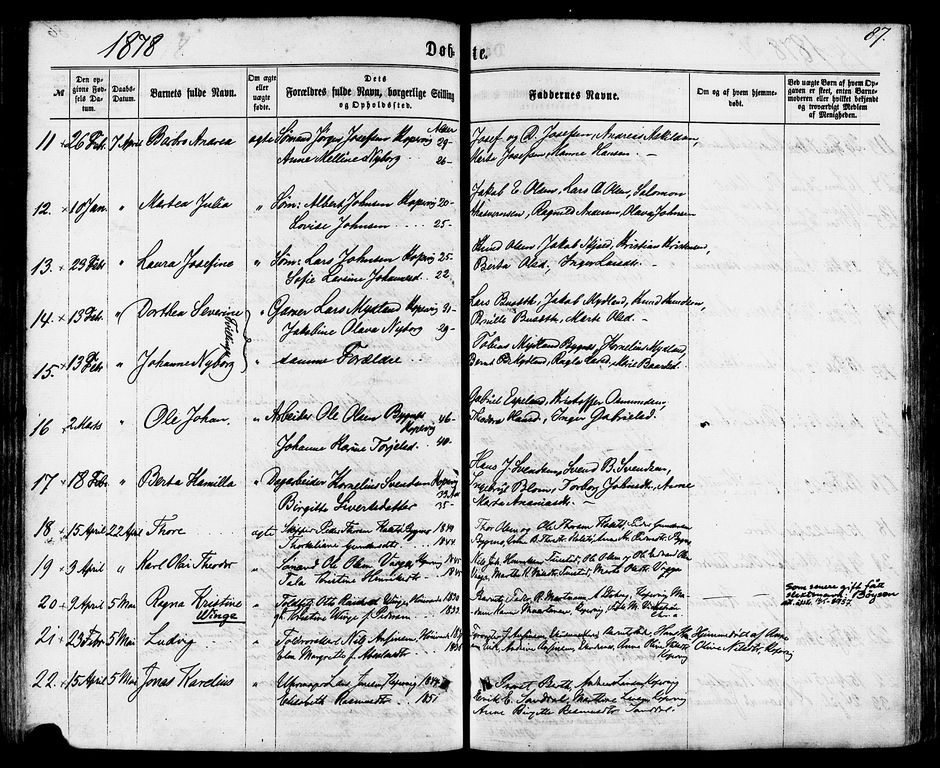 Avaldsnes sokneprestkontor, AV/SAST-A -101851/H/Ha/Haa/L0011: Parish register (official) no. A 11, 1861-1880, p. 87