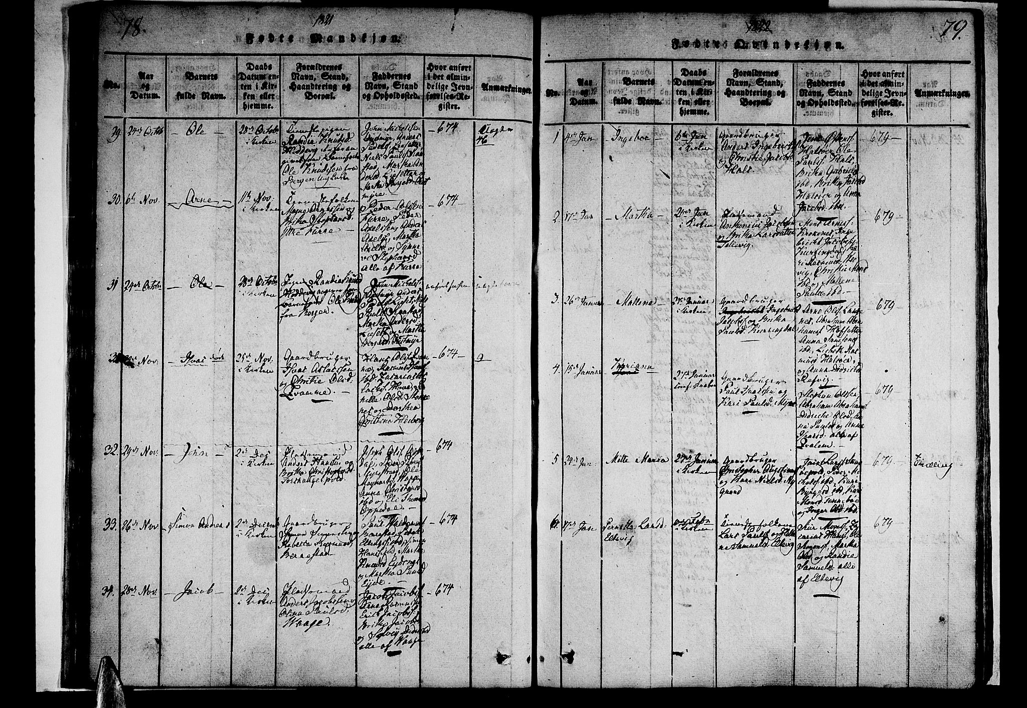 Selje sokneprestembete, SAB/A-99938/H/Ha/Haa/Haaa: Parish register (official) no. A 8, 1816-1828, p. 78-79
