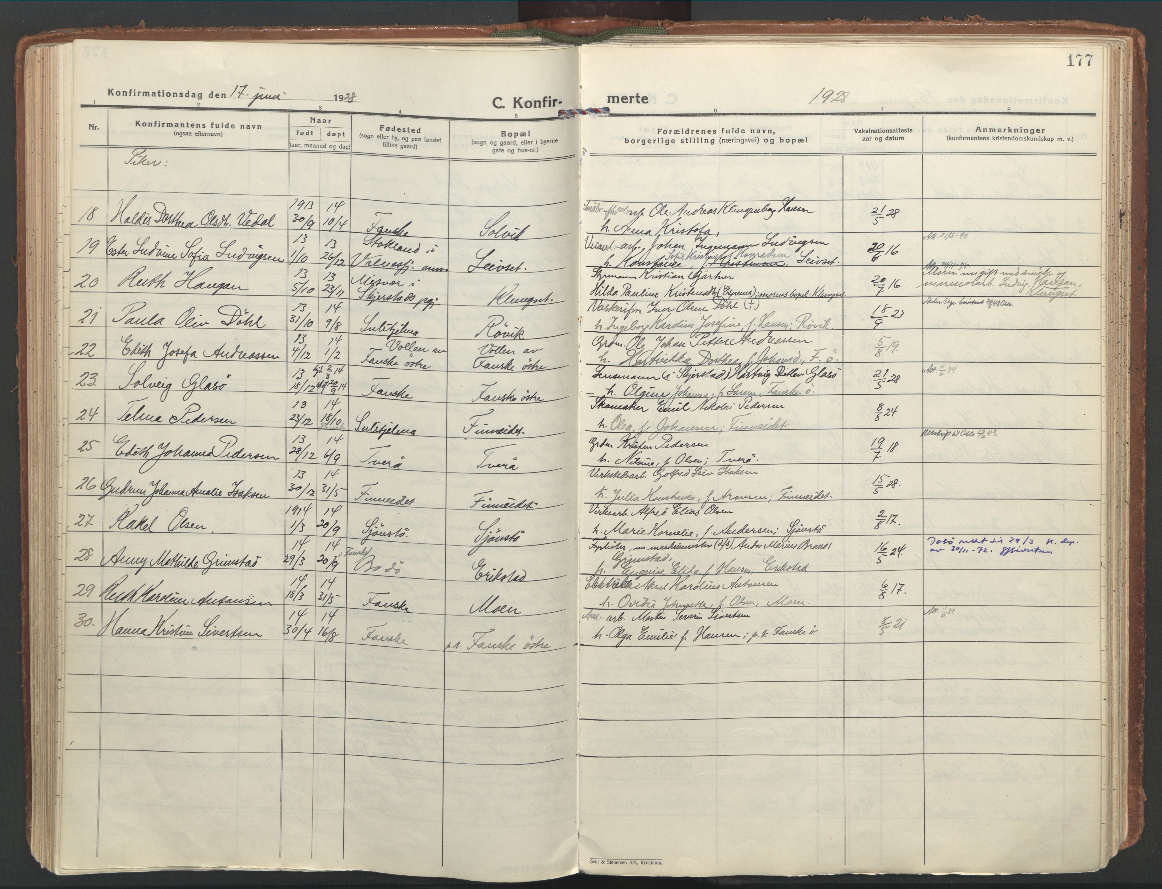 Ministerialprotokoller, klokkerbøker og fødselsregistre - Nordland, AV/SAT-A-1459/849/L0699: Parish register (official) no. 849A10, 1924-1937, p. 177