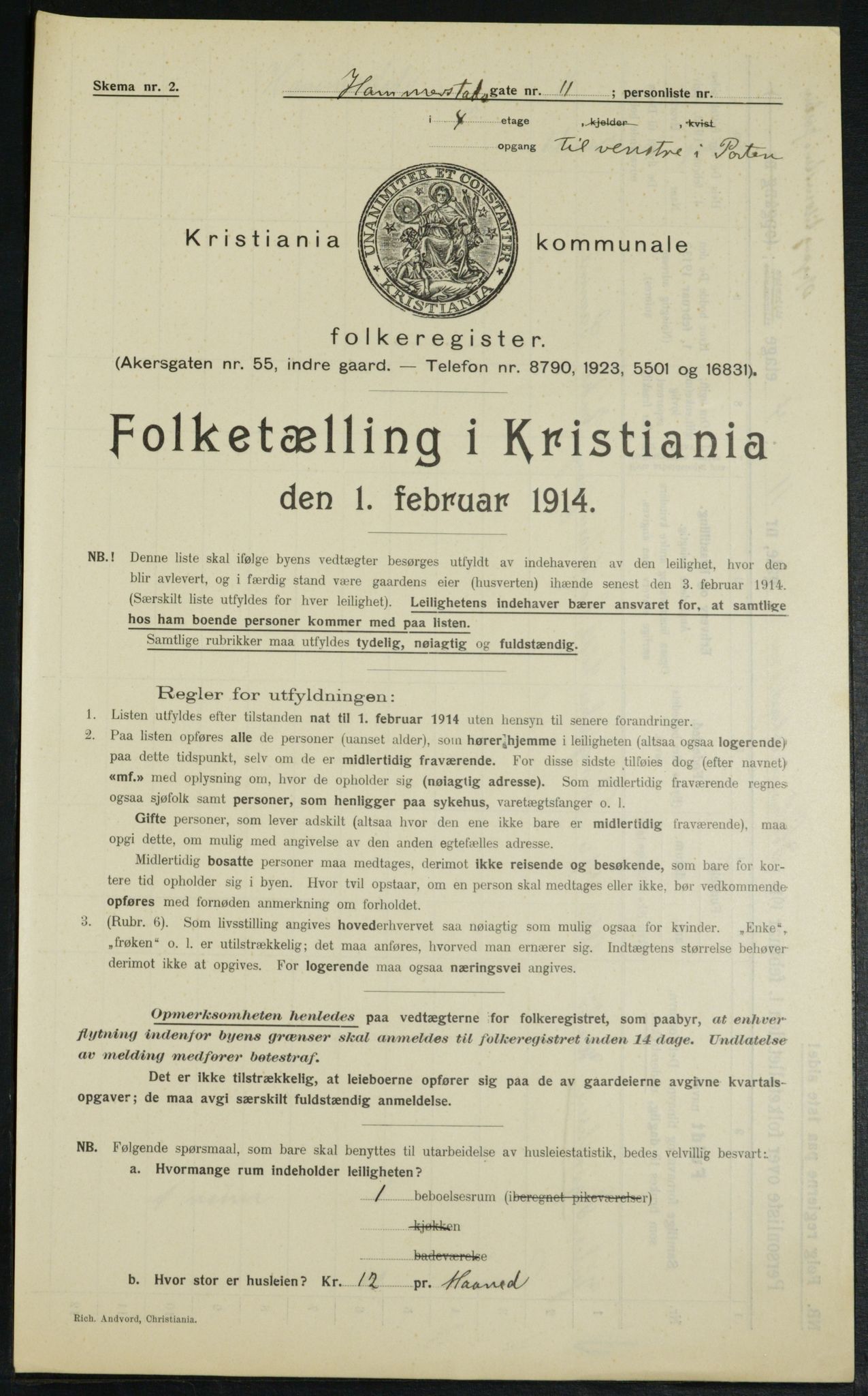 OBA, Municipal Census 1914 for Kristiania, 1914, p. 34783