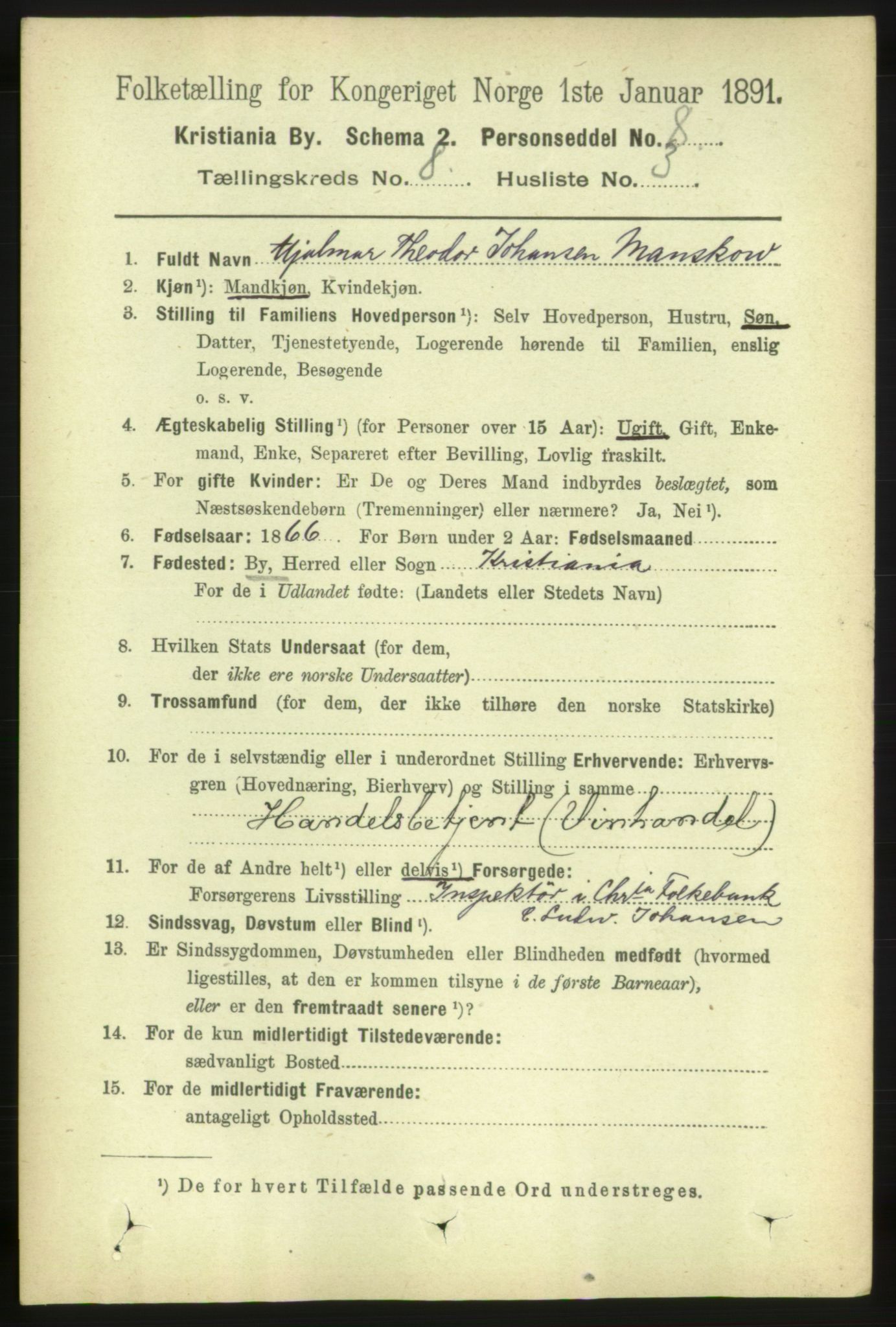 RA, 1891 census for 0301 Kristiania, 1891, p. 3378