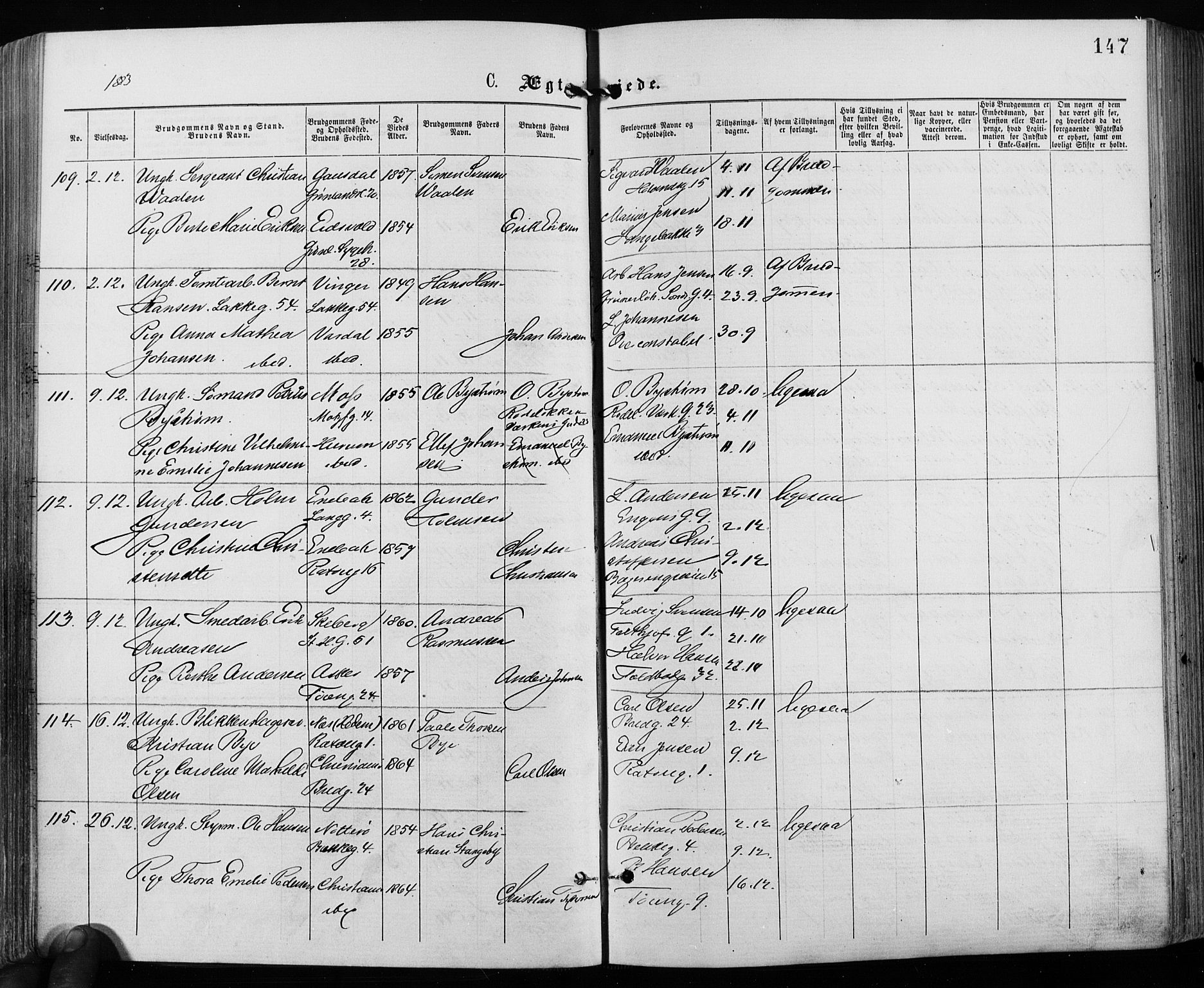 Grønland prestekontor Kirkebøker, AV/SAO-A-10848/F/Fa/L0006: Parish register (official) no. 6, 1877-1886, p. 147