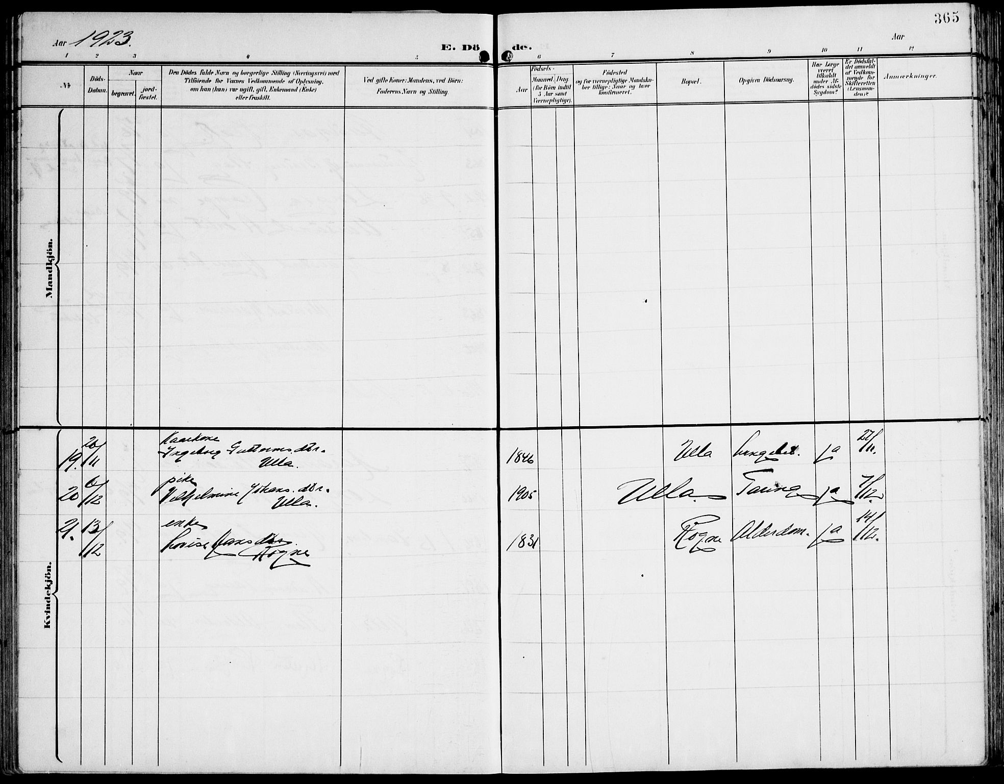 Ministerialprotokoller, klokkerbøker og fødselsregistre - Møre og Romsdal, AV/SAT-A-1454/536/L0511: Parish register (copy) no. 536C06, 1899-1944, p. 365