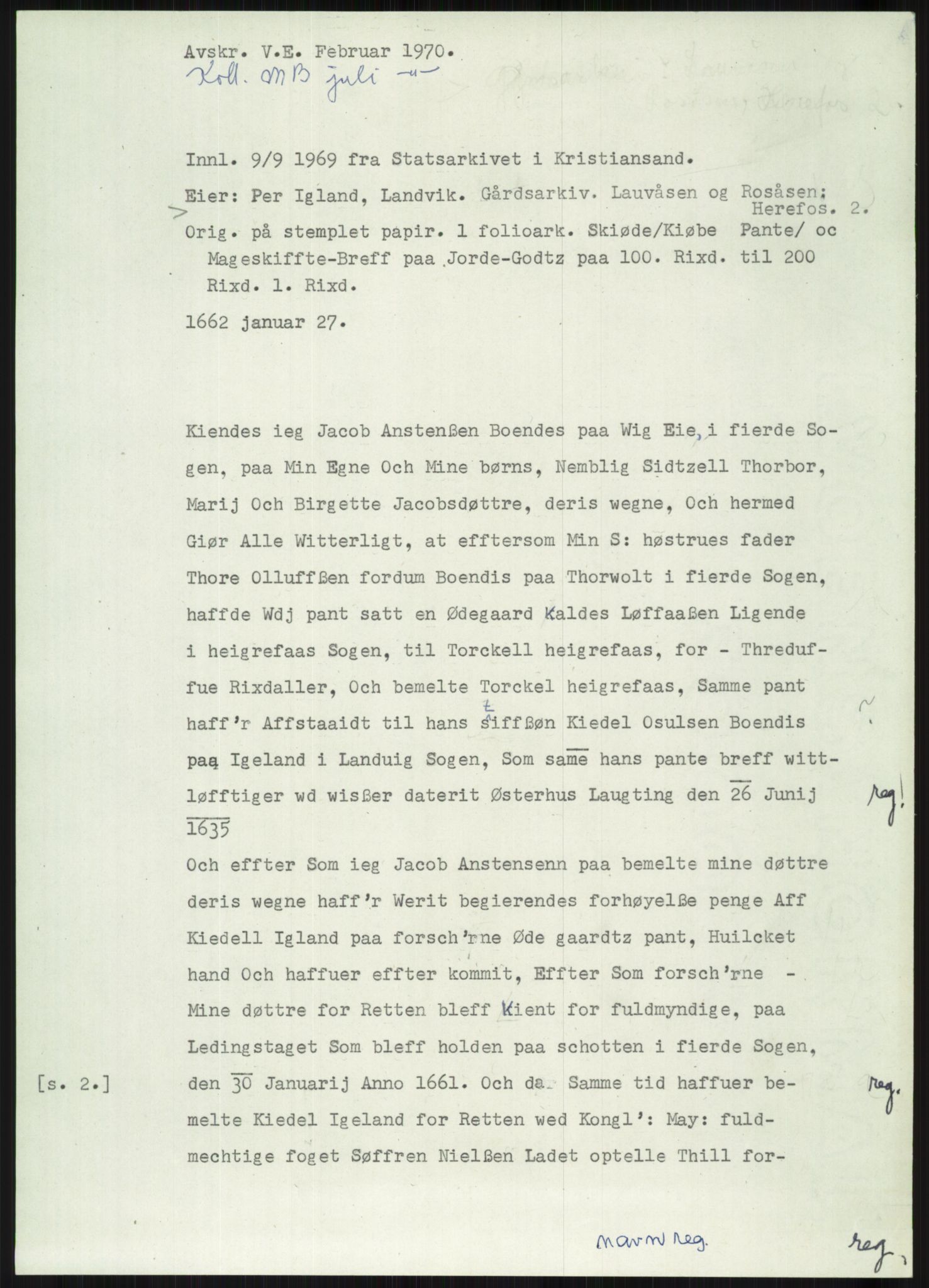 Samlinger til kildeutgivelse, Diplomavskriftsamlingen, AV/RA-EA-4053/H/Ha, p. 3367