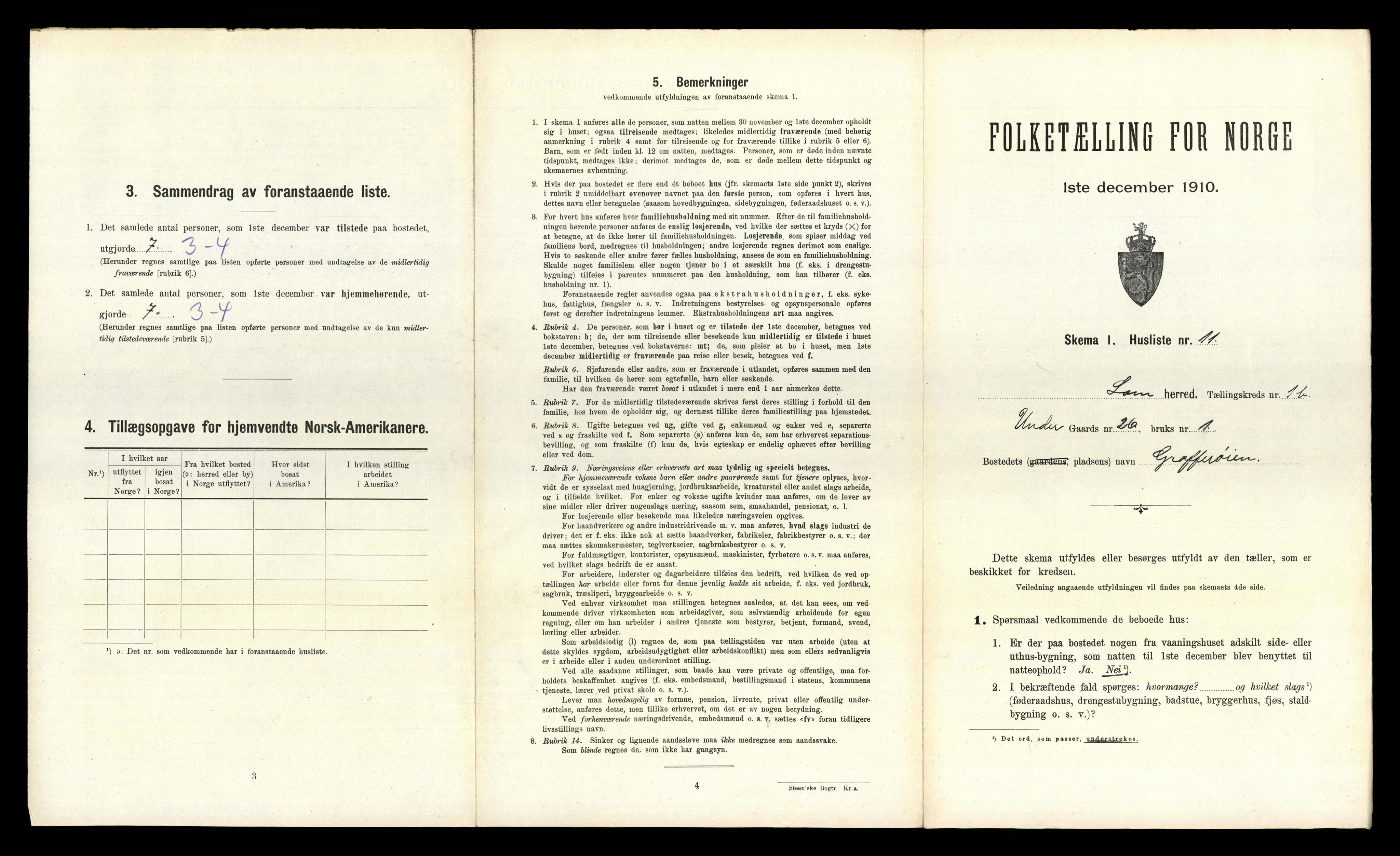 RA, 1910 census for Lom, 1910, p. 213