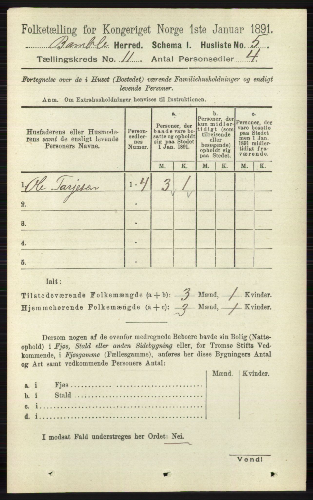 RA, 1891 census for 0814 Bamble, 1891, p. 6222