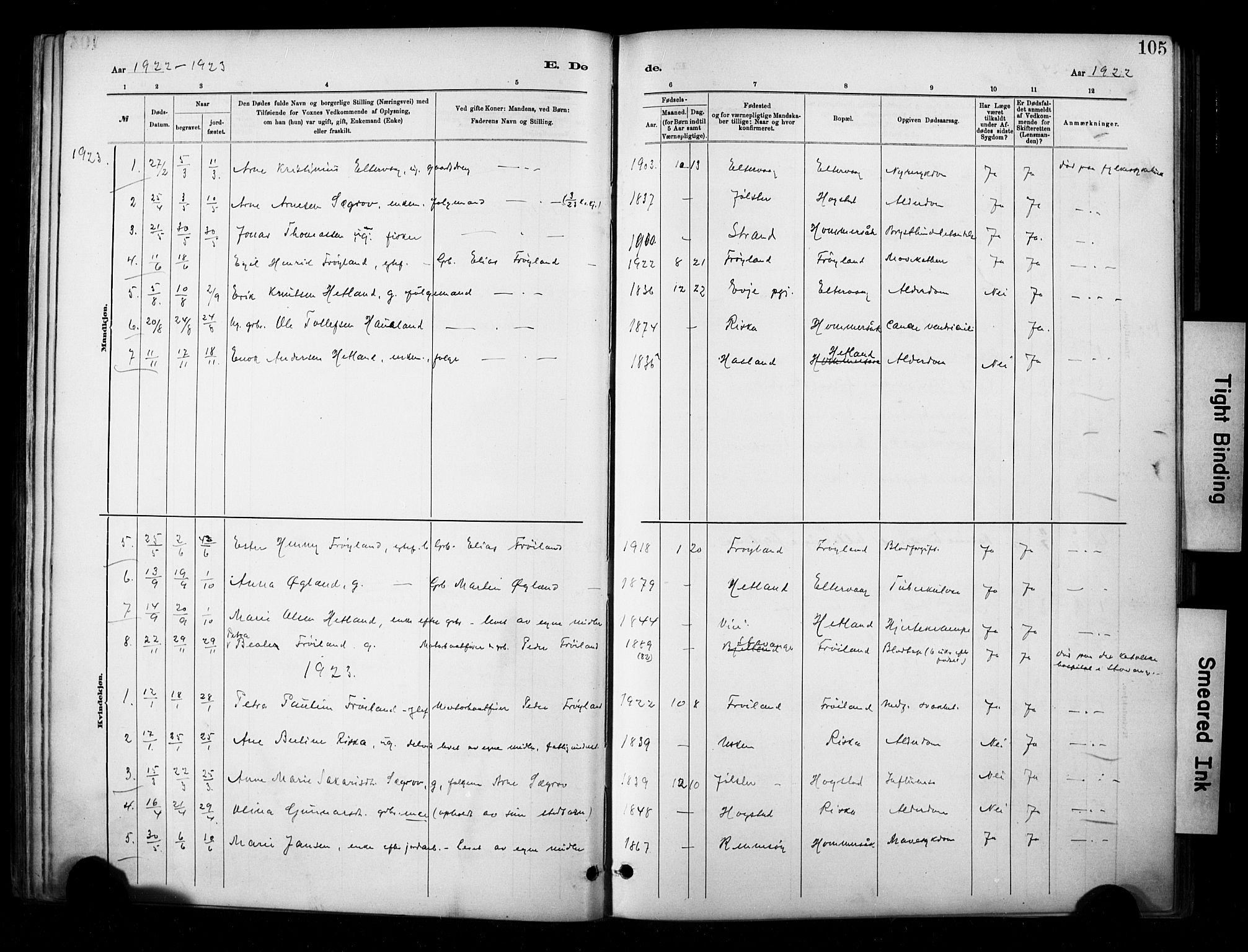 Hetland sokneprestkontor, SAST/A-101826/30/30BA/L0010: Parish register (official) no. A 10, 1882-1925, p. 105