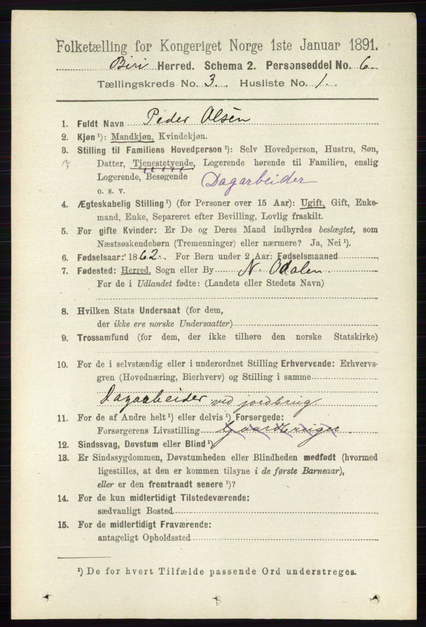 RA, 1891 census for 0525 Biri, 1891, p. 908