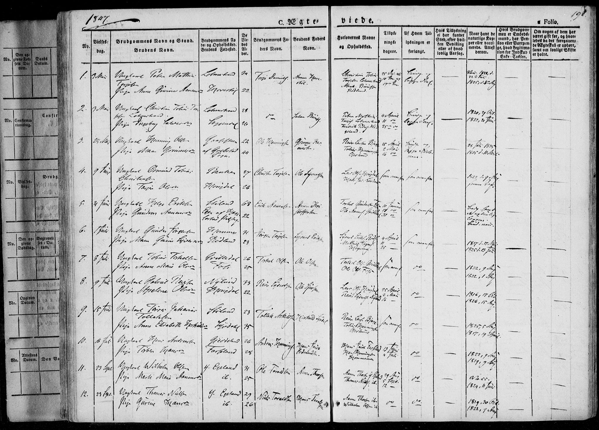 Sør-Audnedal sokneprestkontor, AV/SAK-1111-0039/F/Fa/Fab/L0006: Parish register (official) no. A 6, 1829-1855, p. 198