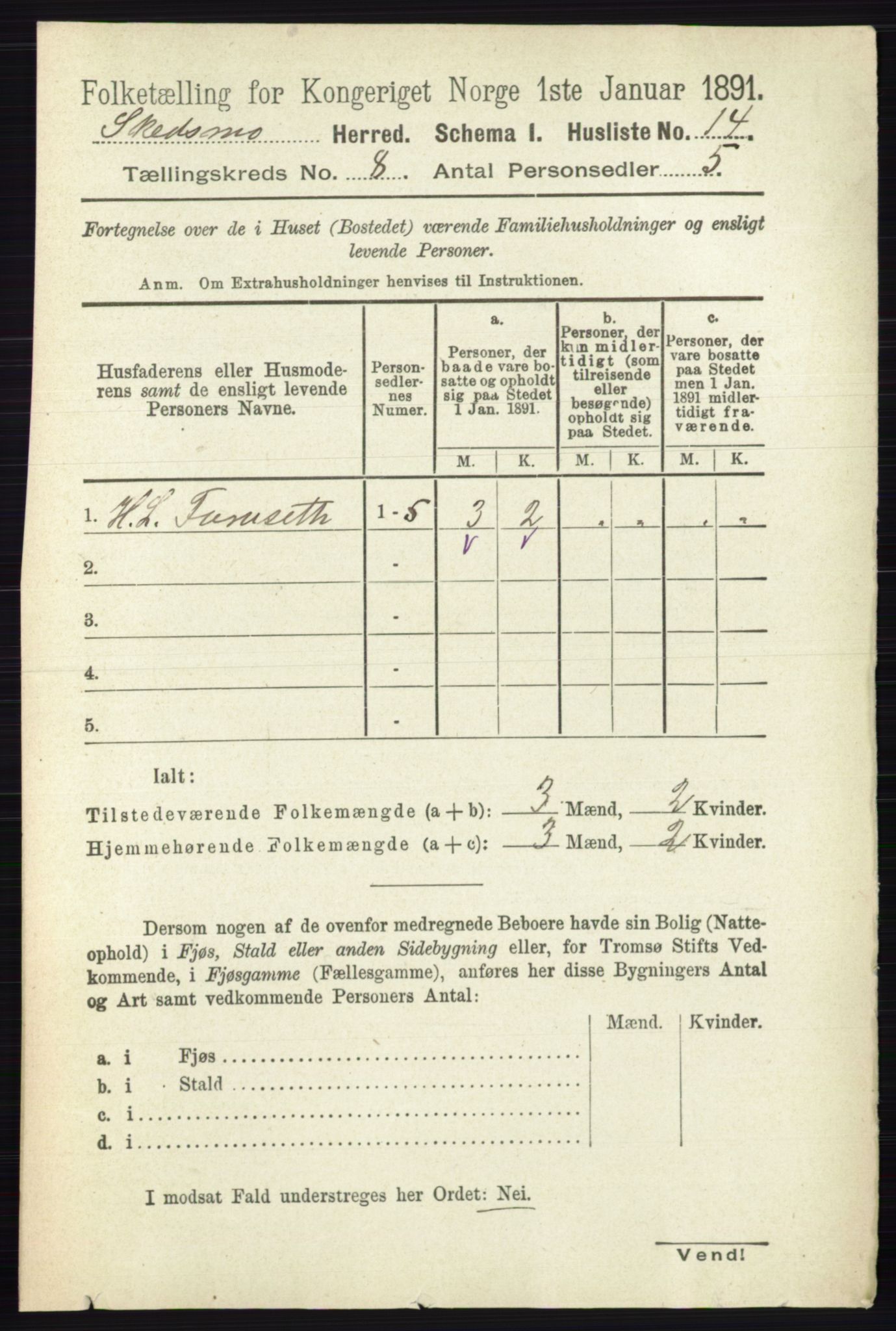 RA, 1891 census for 0231 Skedsmo, 1891, p. 3825