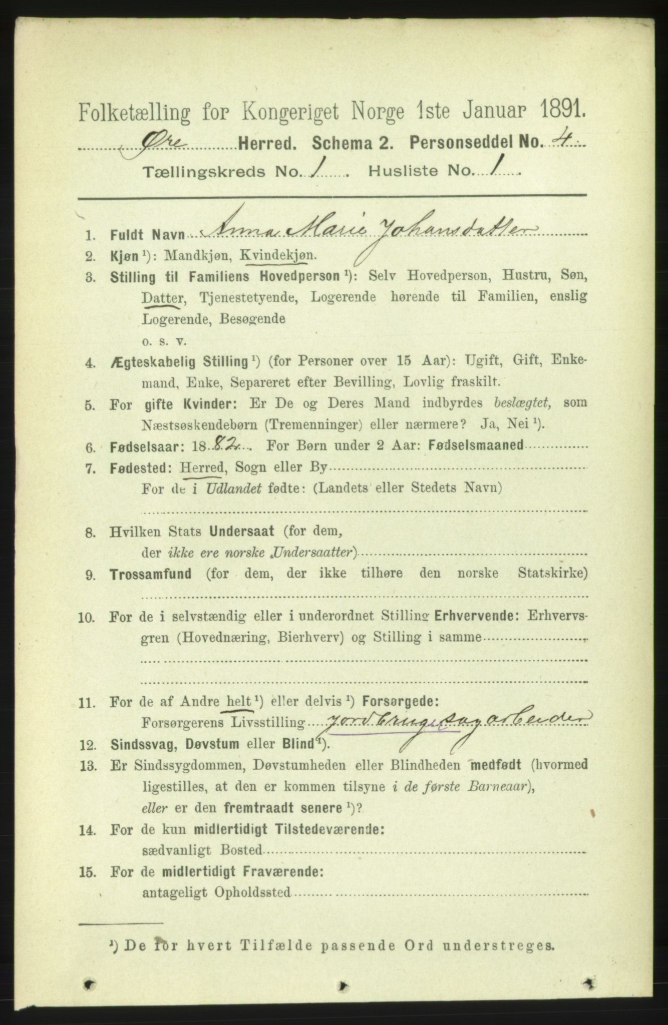 RA, 1891 census for 1558 Øre, 1891, p. 71