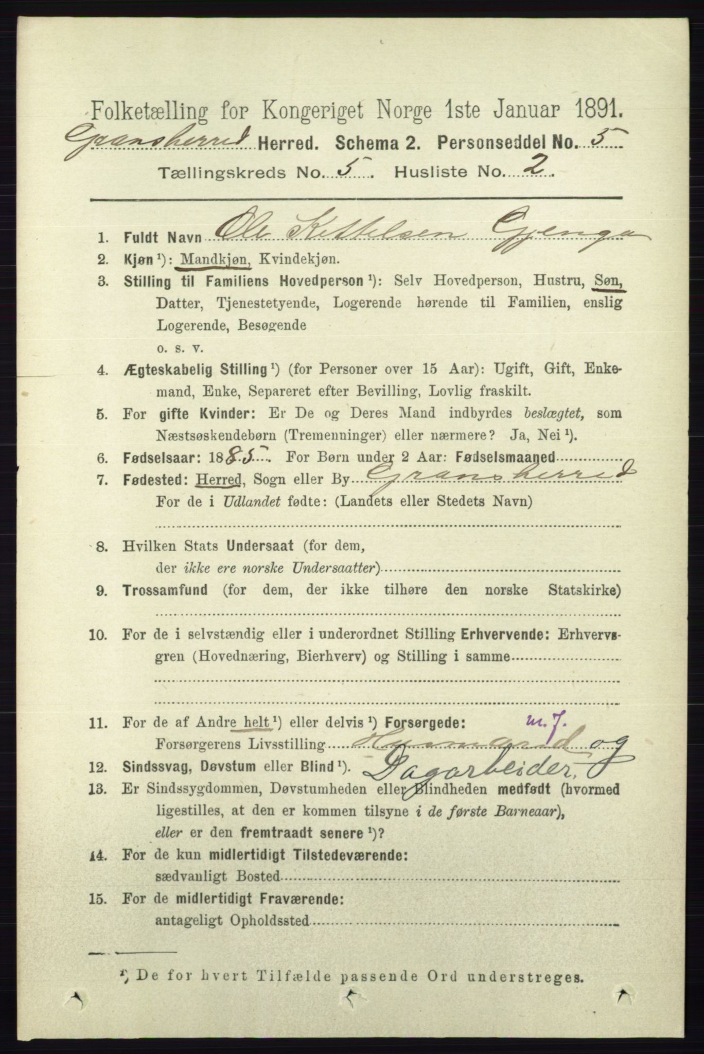 RA, 1891 census for 0824 Gransherad, 1891, p. 859