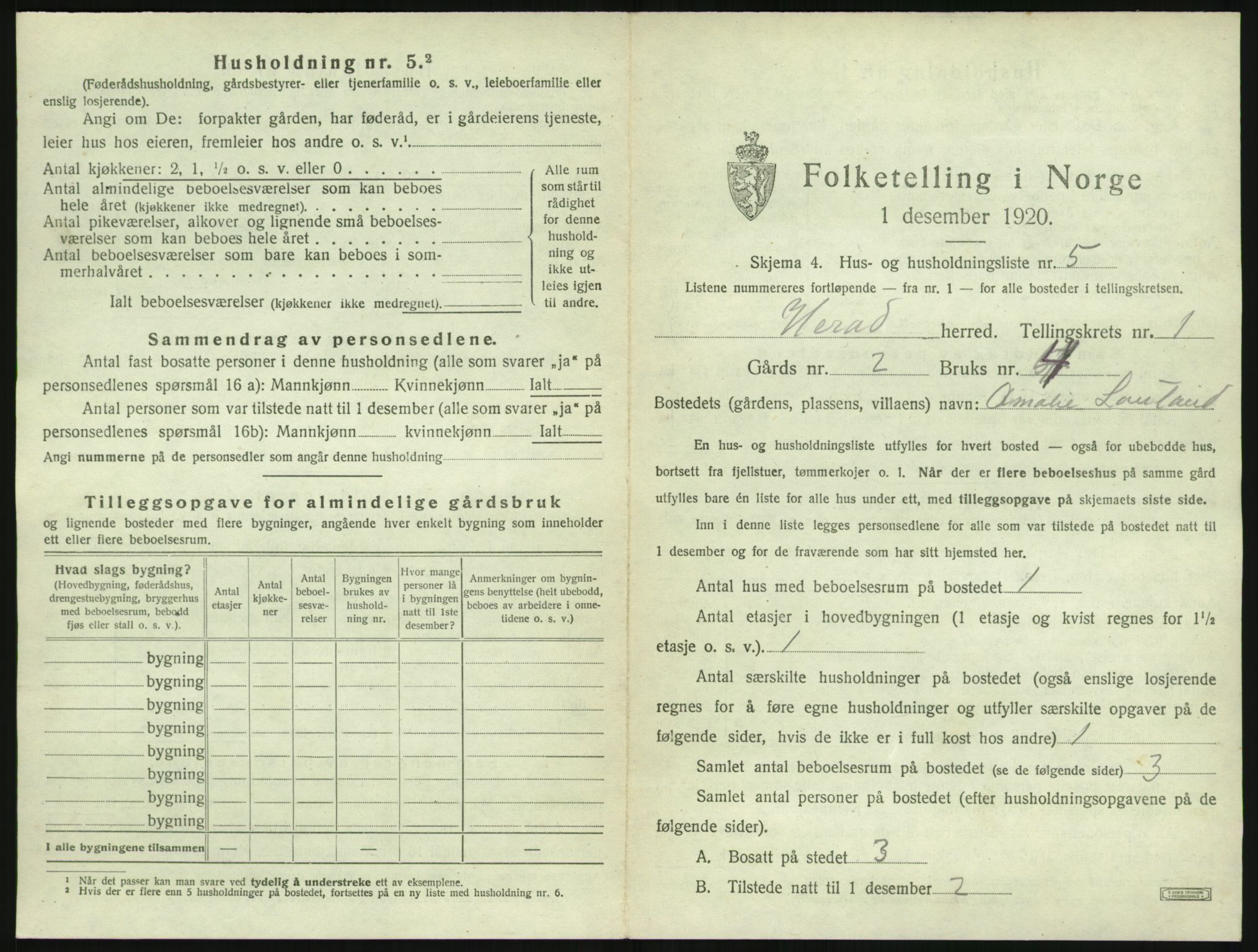 SAK, 1920 census for Herad, 1920, p. 30