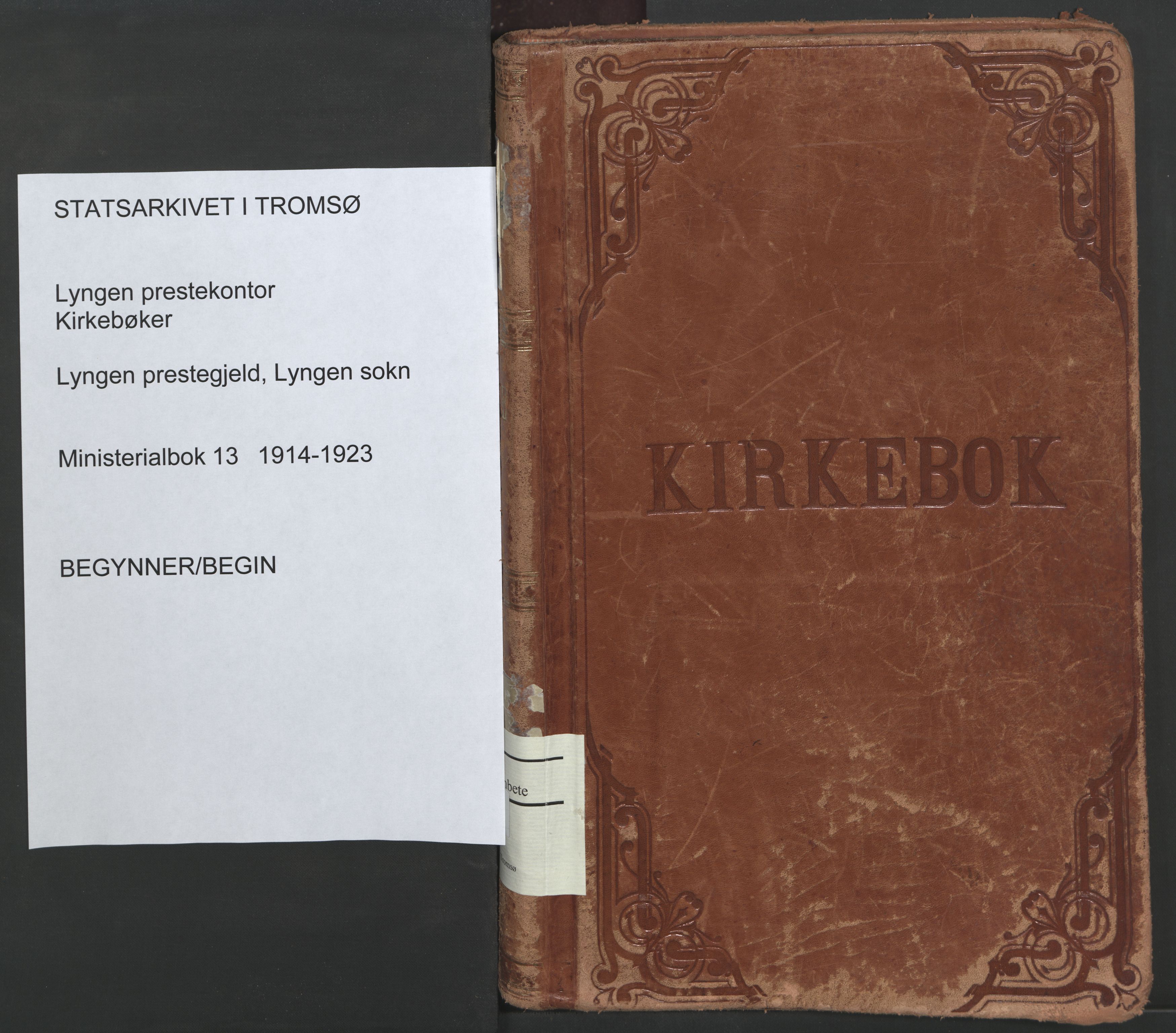 Lyngen sokneprestembete, SATØ/S-1289/H/He/Hea/L0013kirke: Parish register (official) no. 13, 1914-1923
