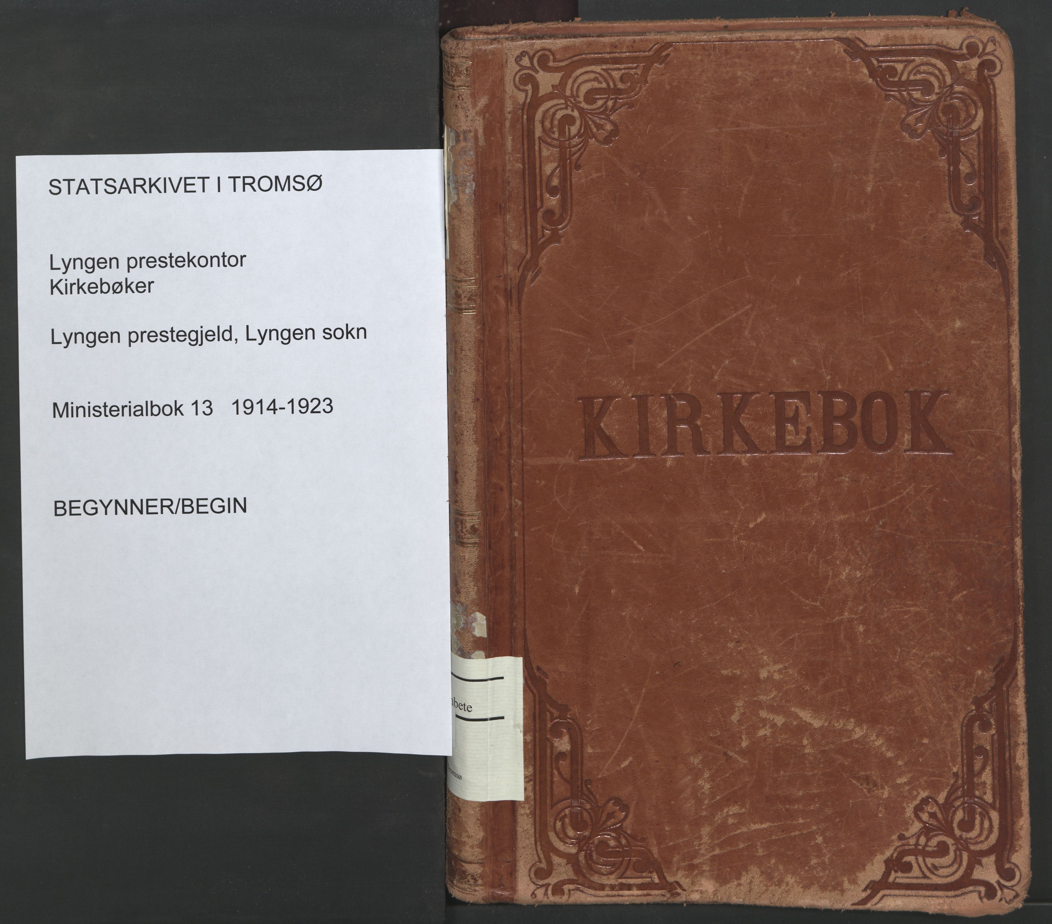 Lyngen sokneprestembete, AV/SATØ-S-1289/H/He/Hea/L0013kirke: Parish register (official) no. 13, 1914-1923