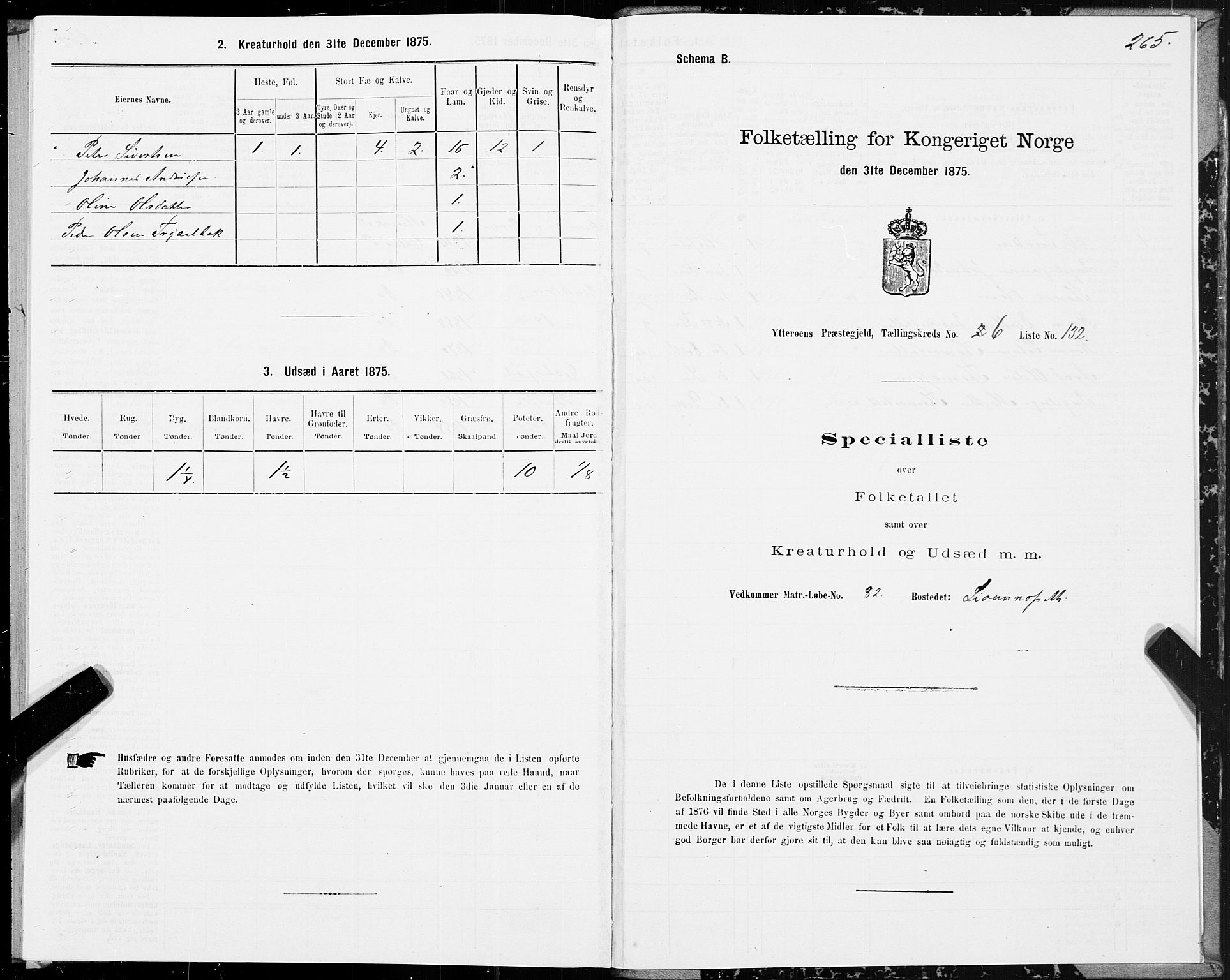 SAT, 1875 census for 1722P Ytterøy, 1875, p. 3265