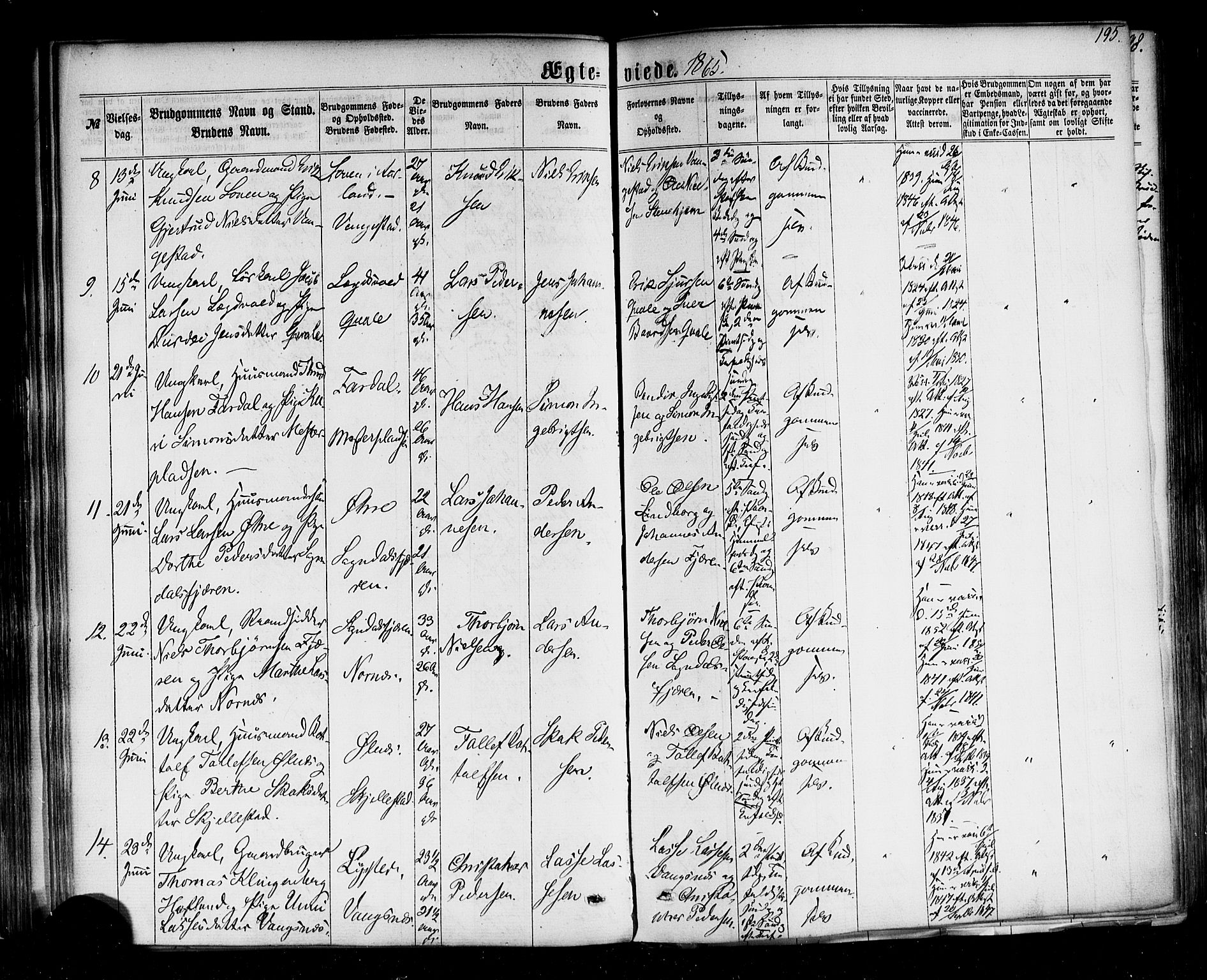 Sogndal sokneprestembete, AV/SAB-A-81301/H/Haa/Haaa/L0013: Parish register (official) no. A 13, 1859-1877, p. 195