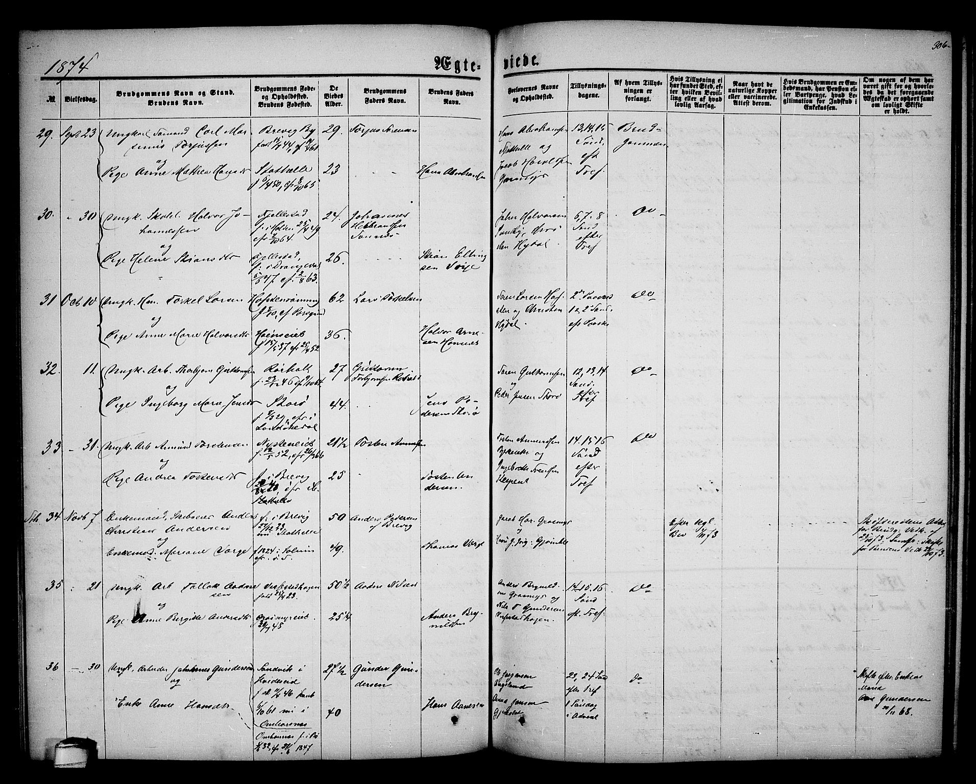 Bamble kirkebøker, SAKO/A-253/G/Ga/L0006: Parish register (copy) no. I 6, 1860-1876, p. 306