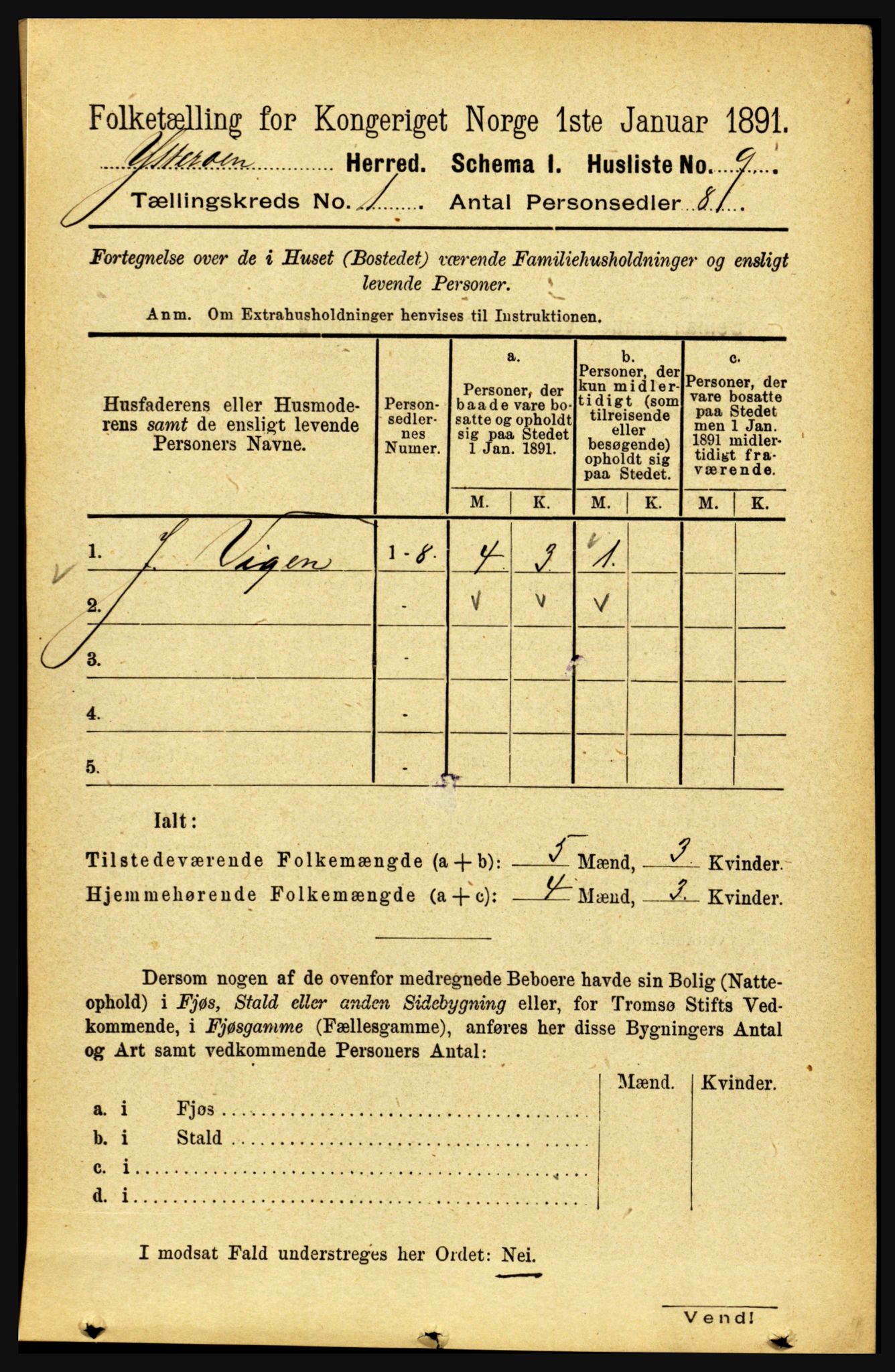 RA, 1891 census for 1722 Ytterøy, 1891, p. 21