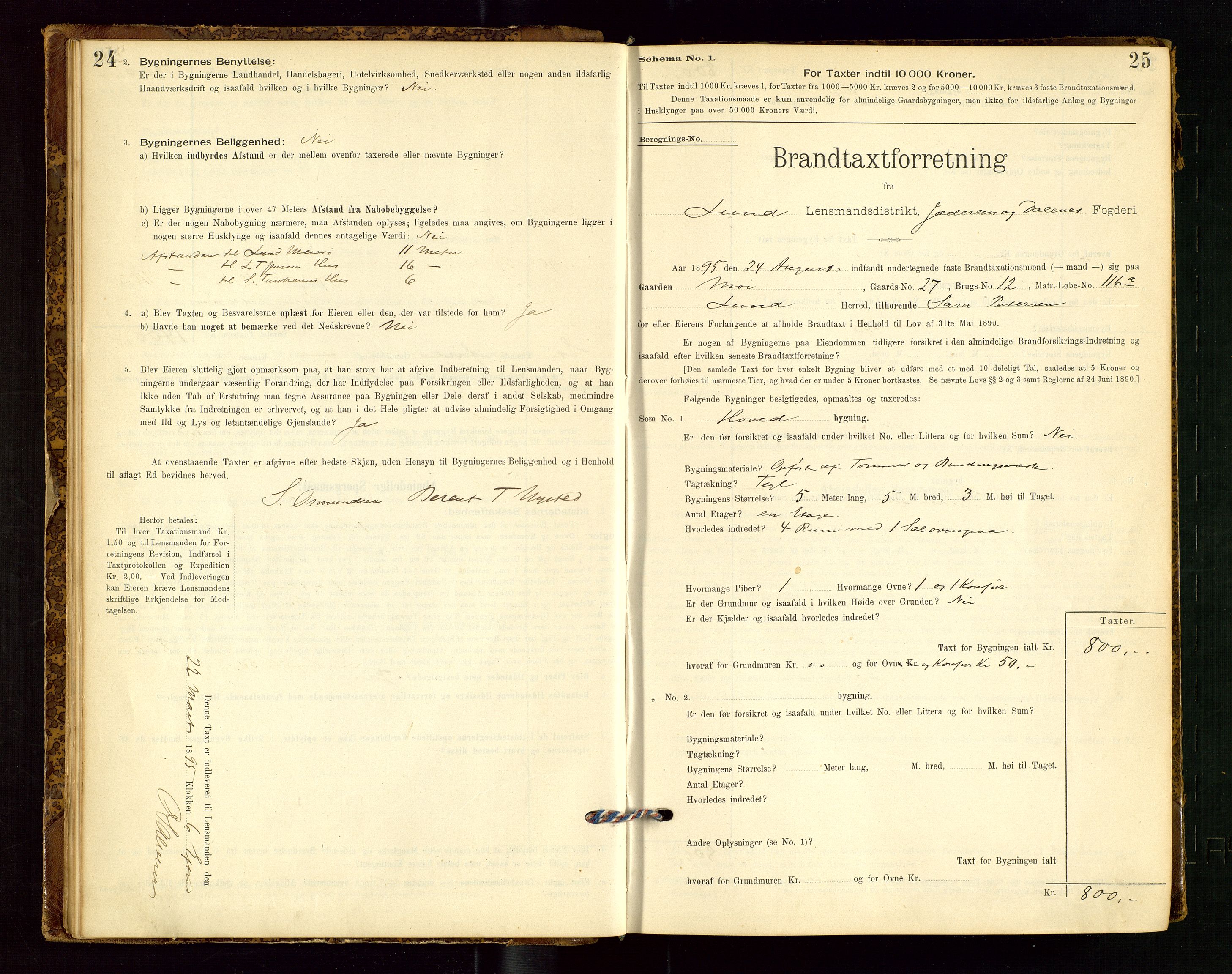 Lund lensmannskontor, AV/SAST-A-100303/Gob/L0001: "Brandtakstprotokol", 1894-1907, p. 24-25