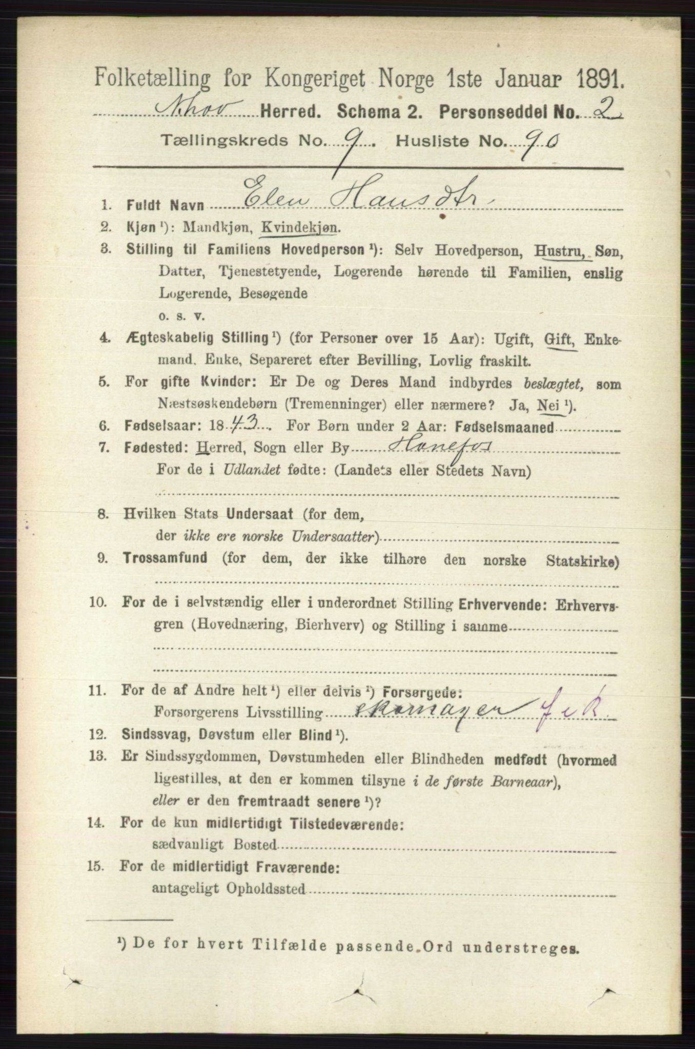 RA, 1891 census for 0613 Norderhov, 1891, p. 7253