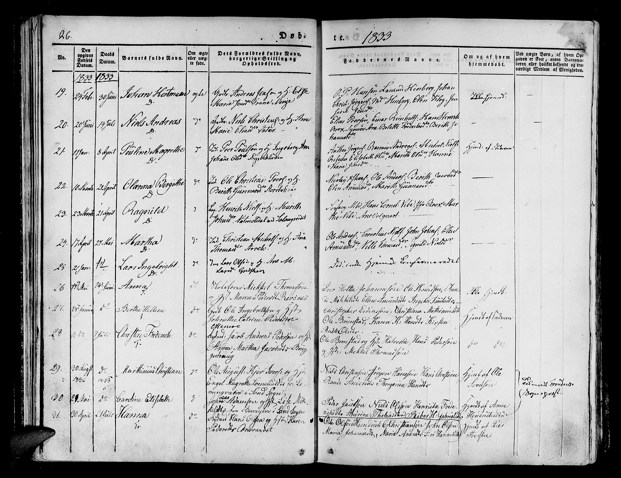 Tranøy sokneprestkontor, AV/SATØ-S-1313/I/Ia/Iaa/L0005kirke: Parish register (official) no. 5, 1829-1844, p. 26