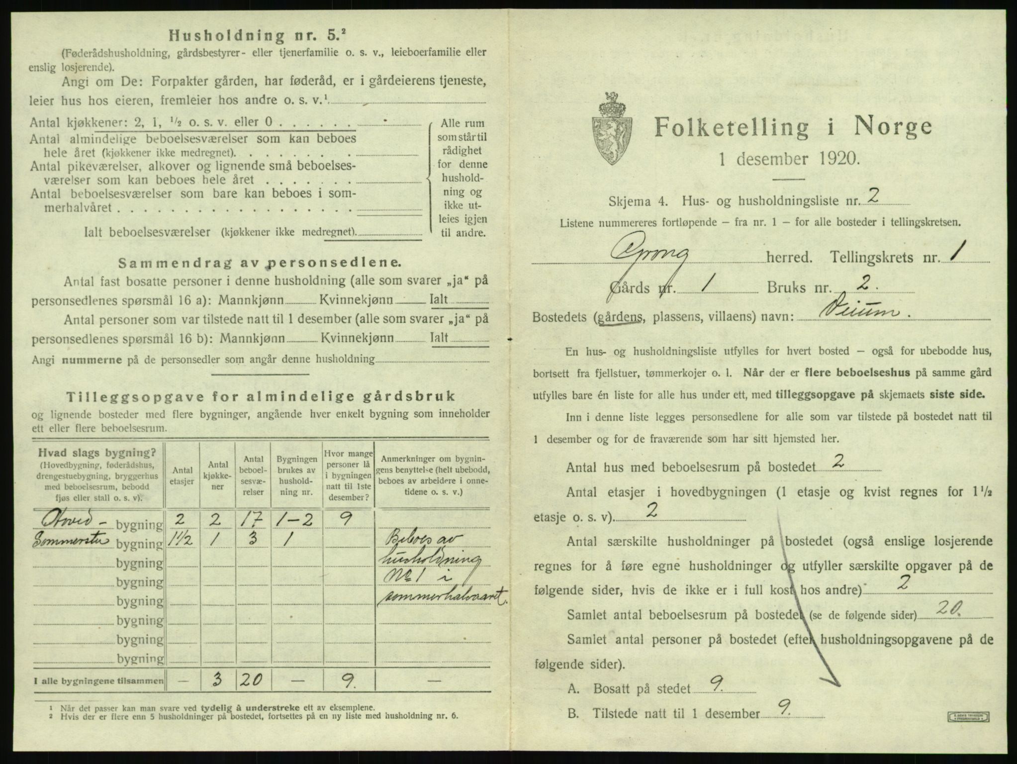 SAT, 1920 census for Grong, 1920, p. 51