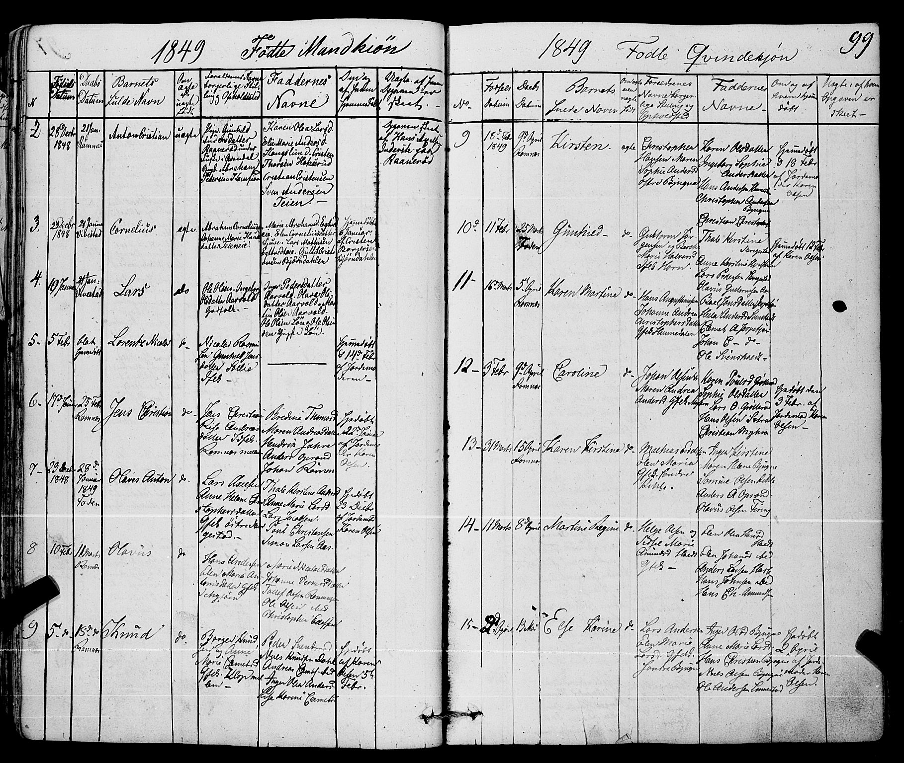 Ramnes kirkebøker, AV/SAKO-A-314/F/Fa/L0005: Parish register (official) no. I 5, 1841-1861, p. 98-99