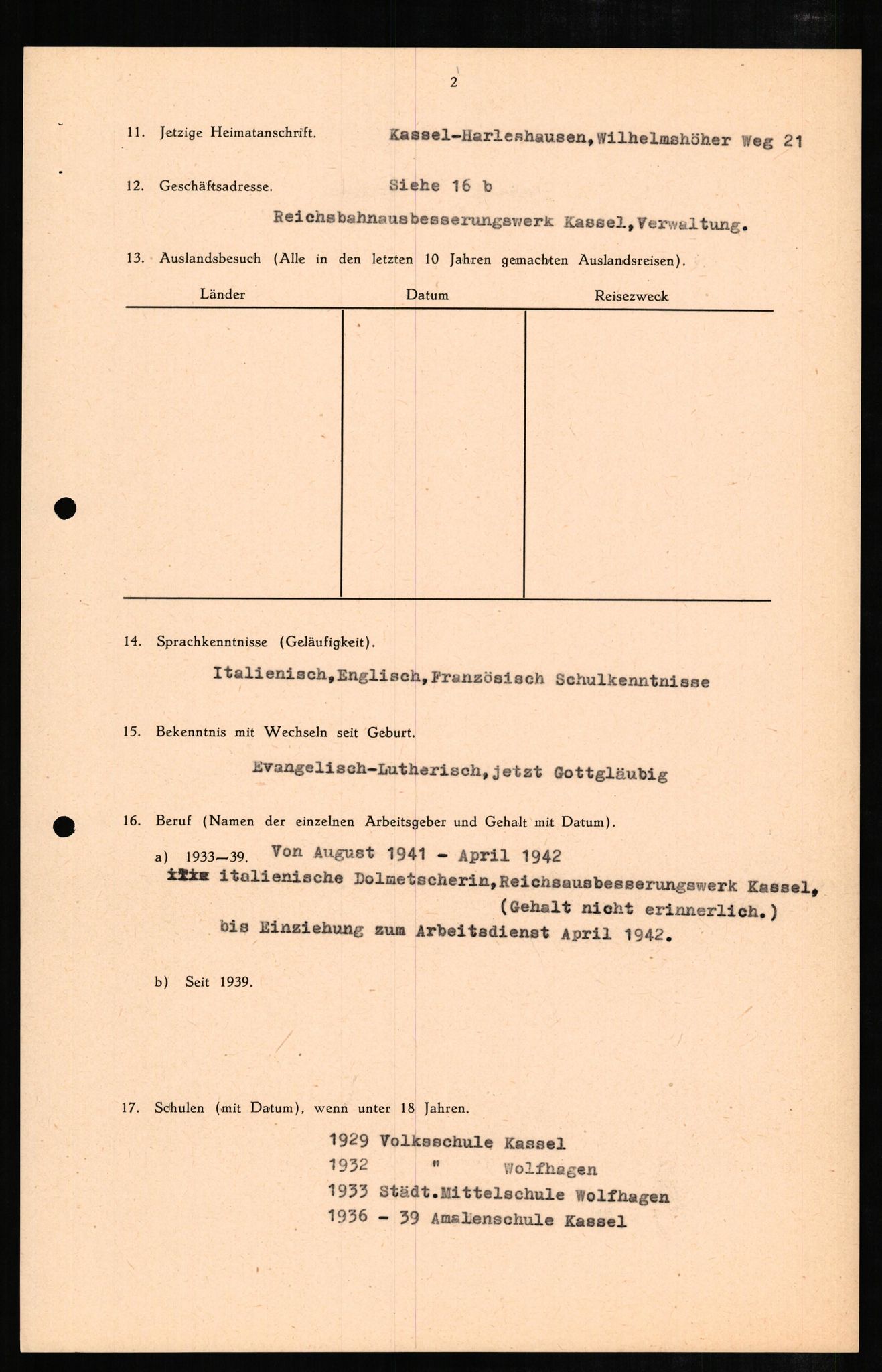 Forsvaret, Forsvarets overkommando II, AV/RA-RAFA-3915/D/Db/L0007: CI Questionaires. Tyske okkupasjonsstyrker i Norge. Tyskere., 1945-1946, p. 424