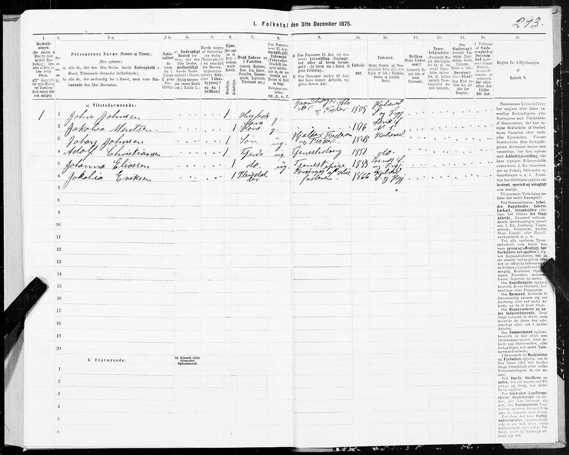 SAT, 1875 census for 1752P Kolvereid, 1875, p. 2293