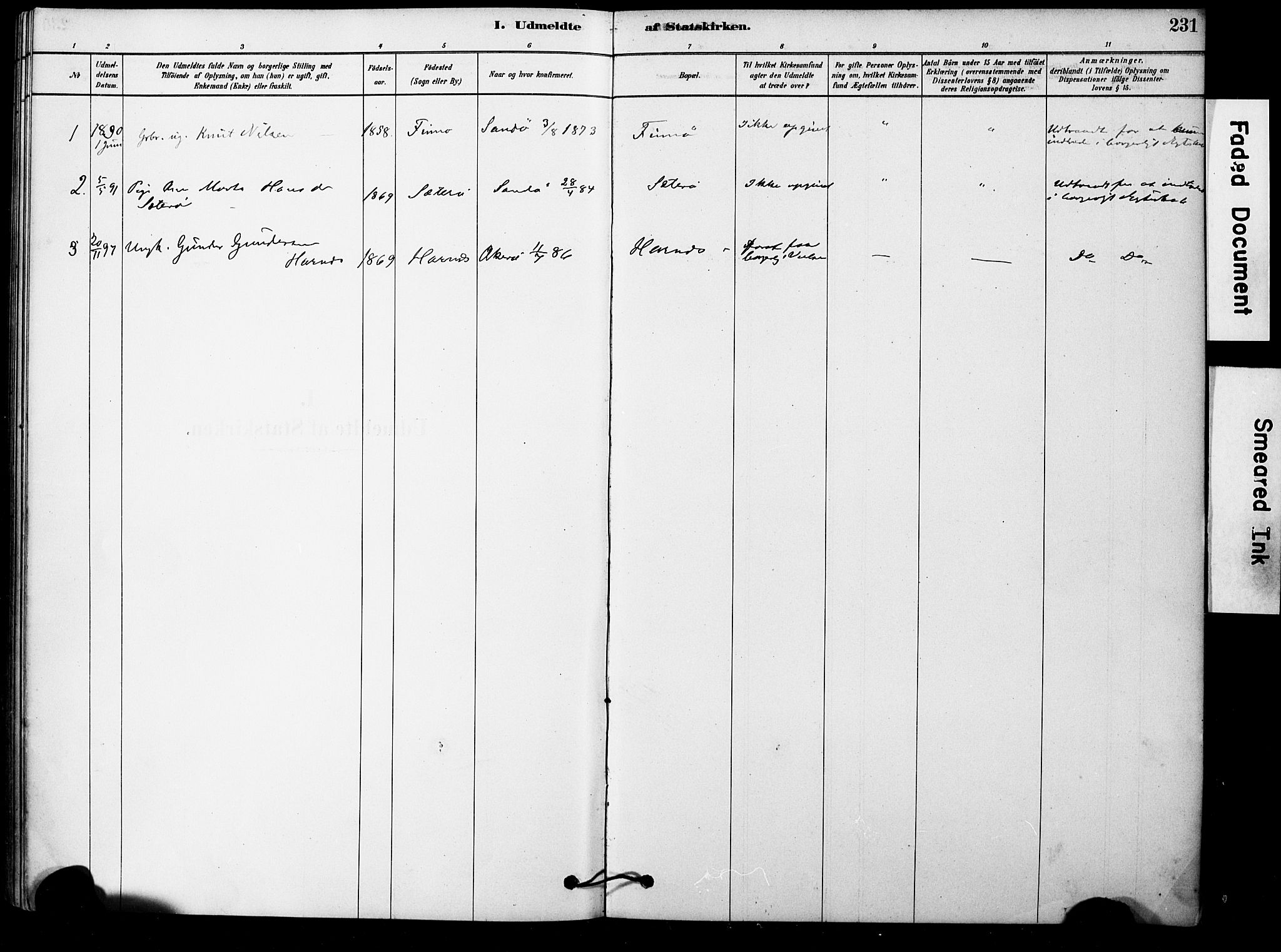 Ministerialprotokoller, klokkerbøker og fødselsregistre - Møre og Romsdal, AV/SAT-A-1454/561/L0729: Parish register (official) no. 561A03, 1878-1900, p. 231