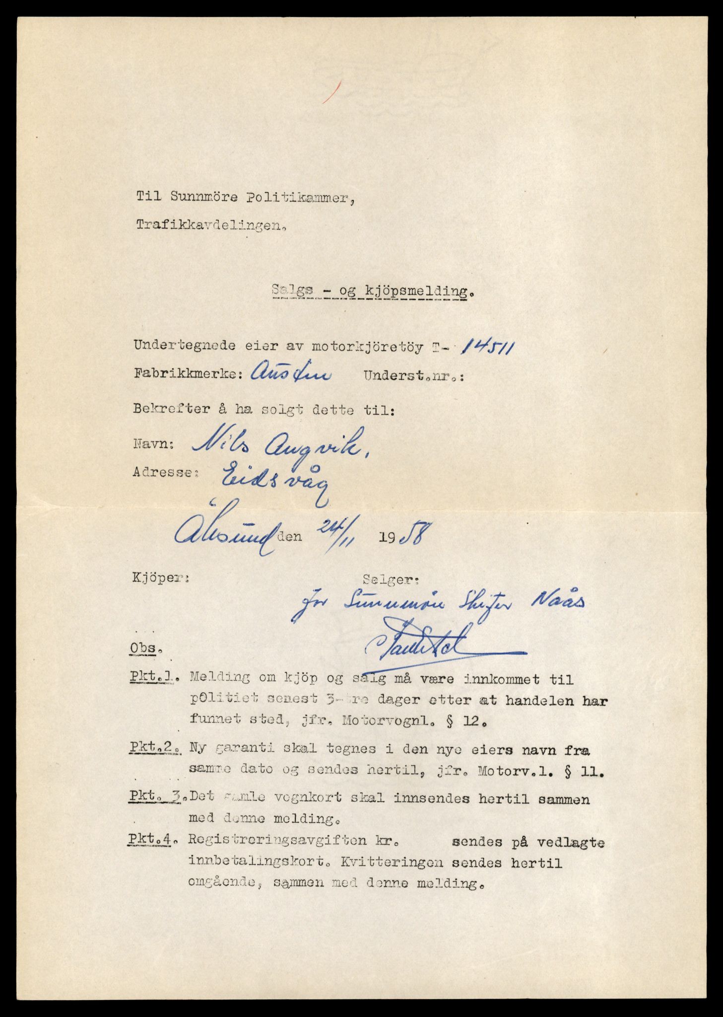 Møre og Romsdal vegkontor - Ålesund trafikkstasjon, AV/SAT-A-4099/F/Fe/L0046: Registreringskort for kjøretøy T 14445 - T 14579, 1927-1998