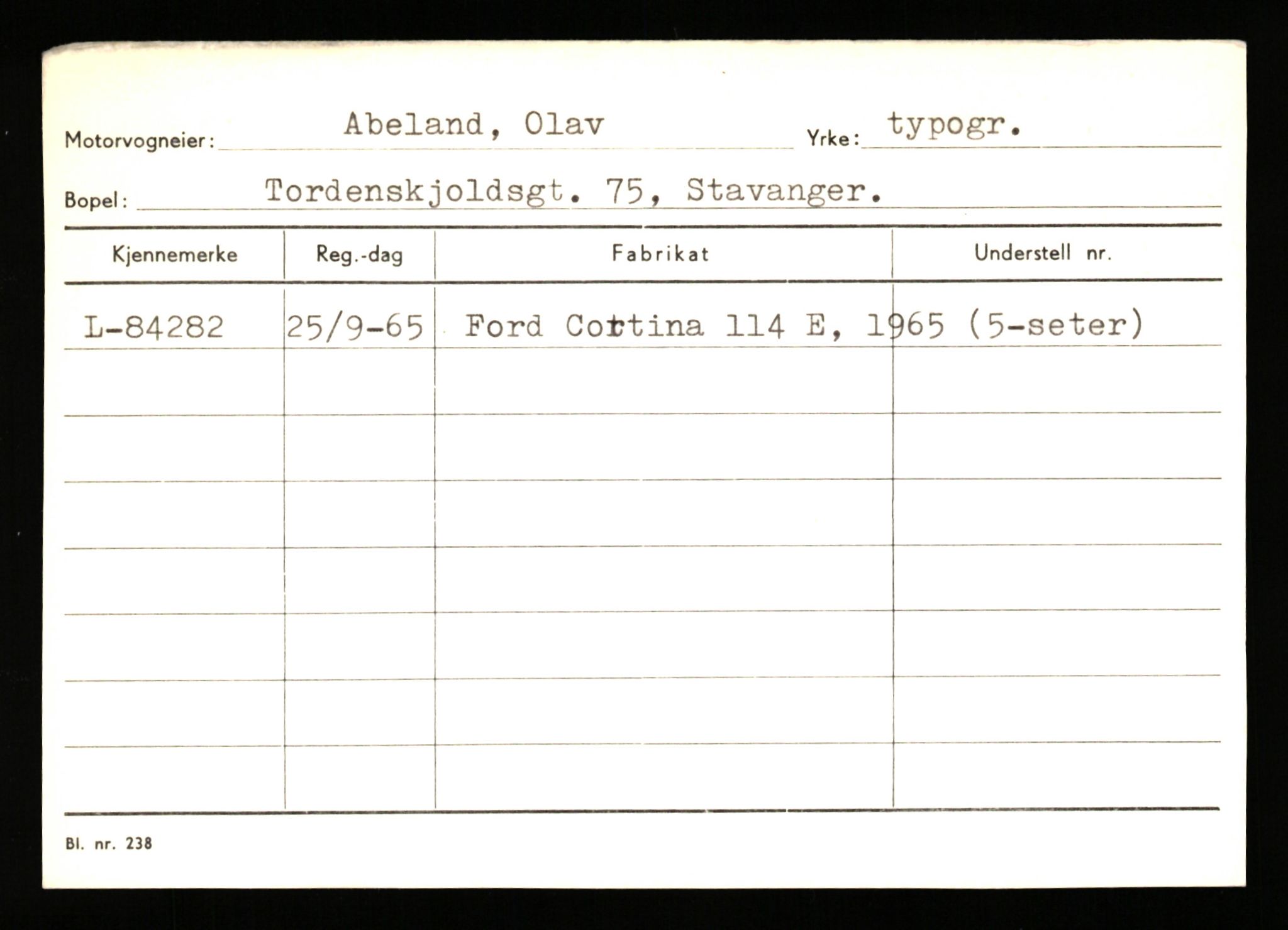 Stavanger trafikkstasjon, AV/SAST-A-101942/0/H/L0001: Abarbanell - Askerud, 1930-1971, p. 19