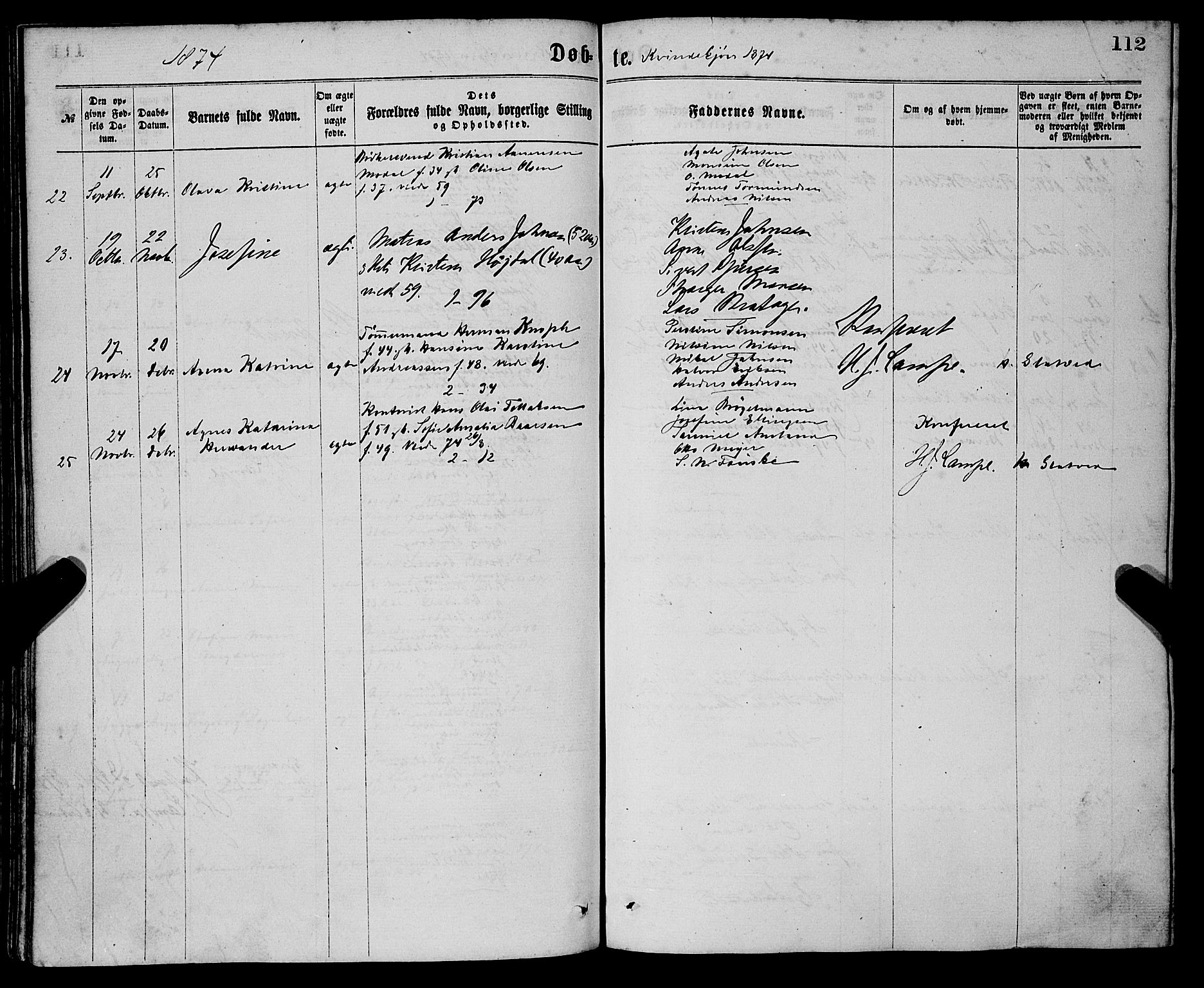 Sandviken Sokneprestembete, AV/SAB-A-77601/H/Ha/L0001: Parish register (official) no. A 1, 1867-1877, p. 112