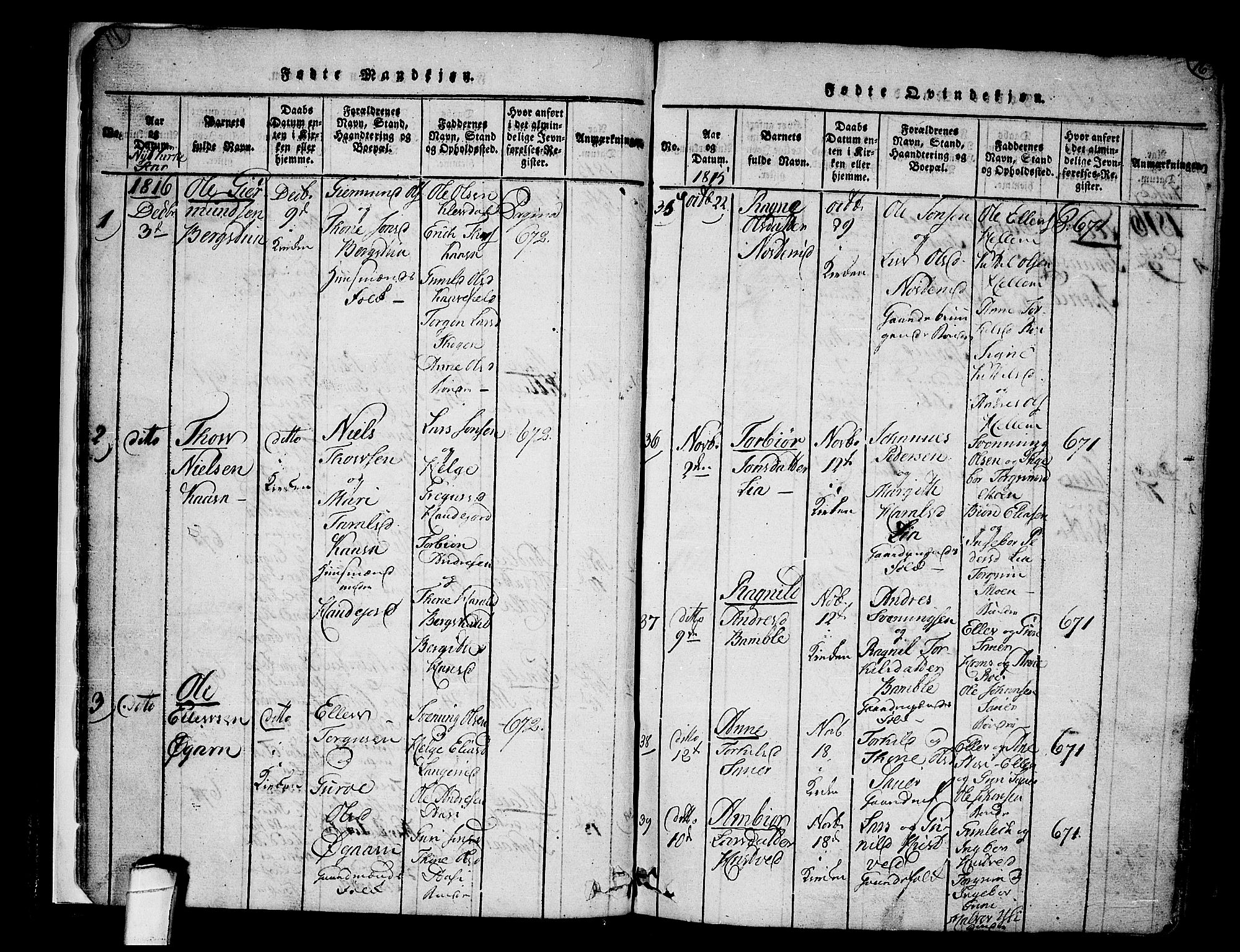 Heddal kirkebøker, AV/SAKO-A-268/F/Fa/L0005: Parish register (official) no. I 5, 1814-1837, p. 15-16