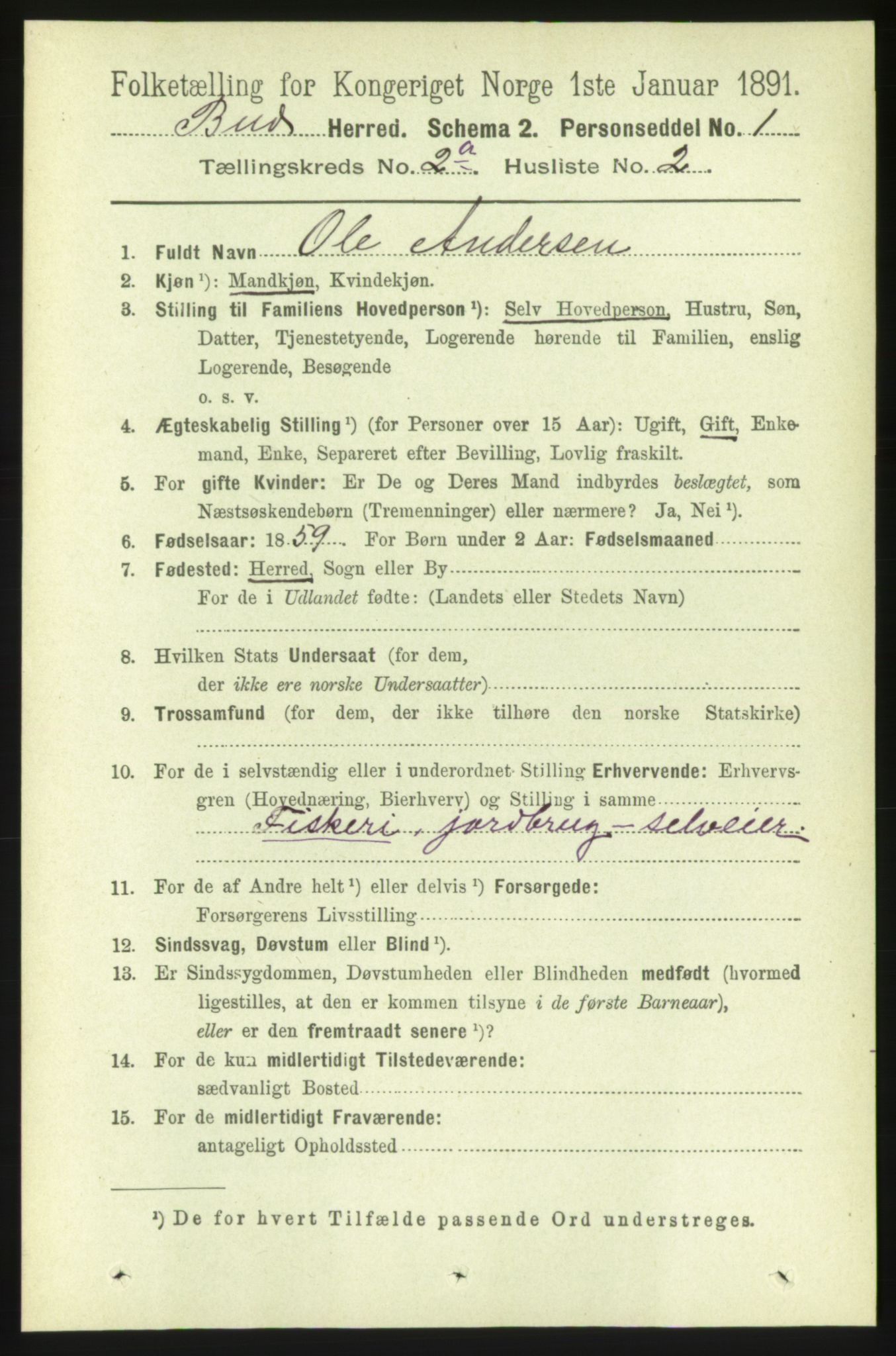 RA, 1891 census for 1549 Bud, 1891, p. 743