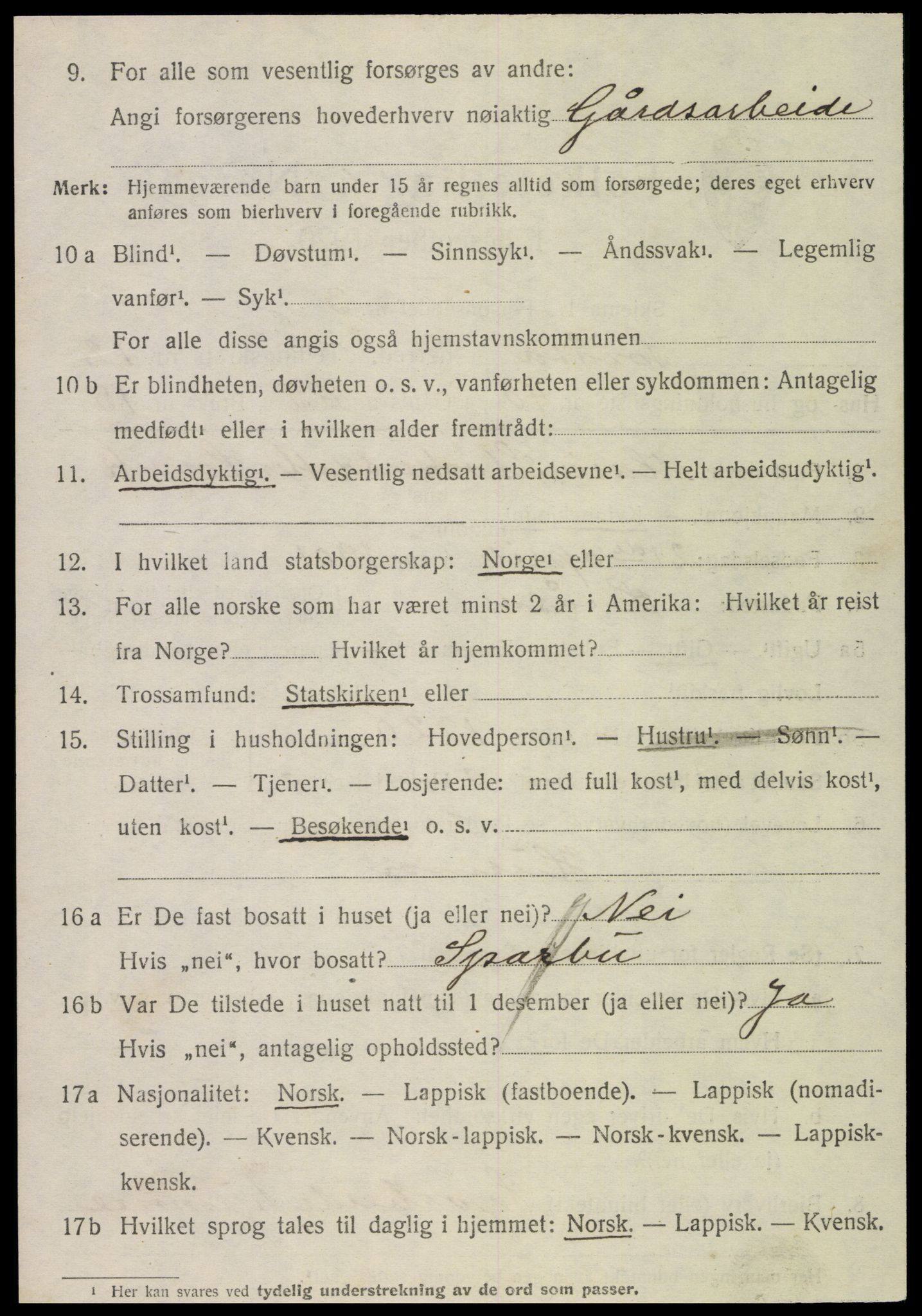 SAT, 1920 census for Snåsa, 1920, p. 5601