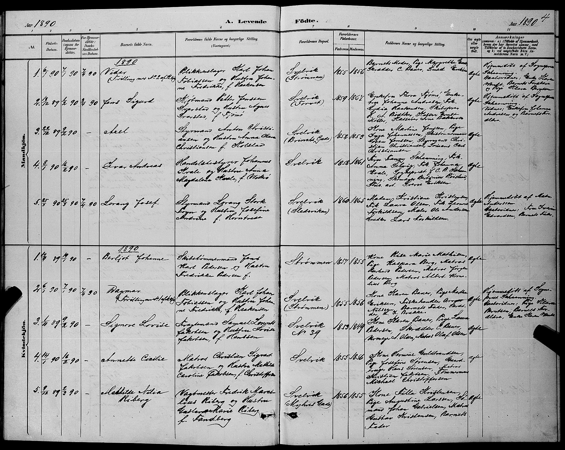 Strømm kirkebøker, SAKO/A-322/G/Gb/L0001: Parish register (copy) no. II 1, 1889-1896, p. 4