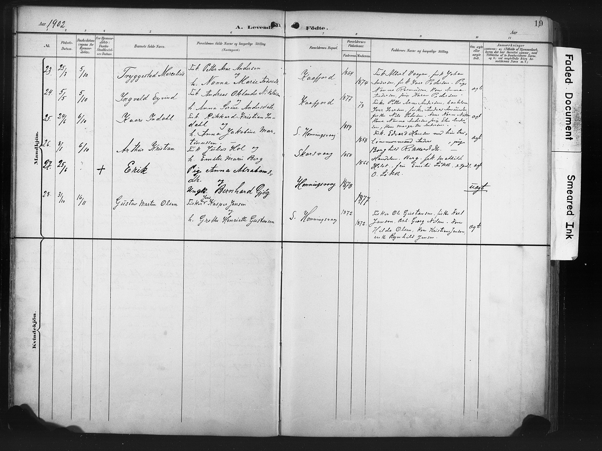 Måsøy sokneprestkontor, AV/SATØ-S-1348/H/Ha/L0008kirke: Parish register (official) no. 8, 1900-1910, p. 19
