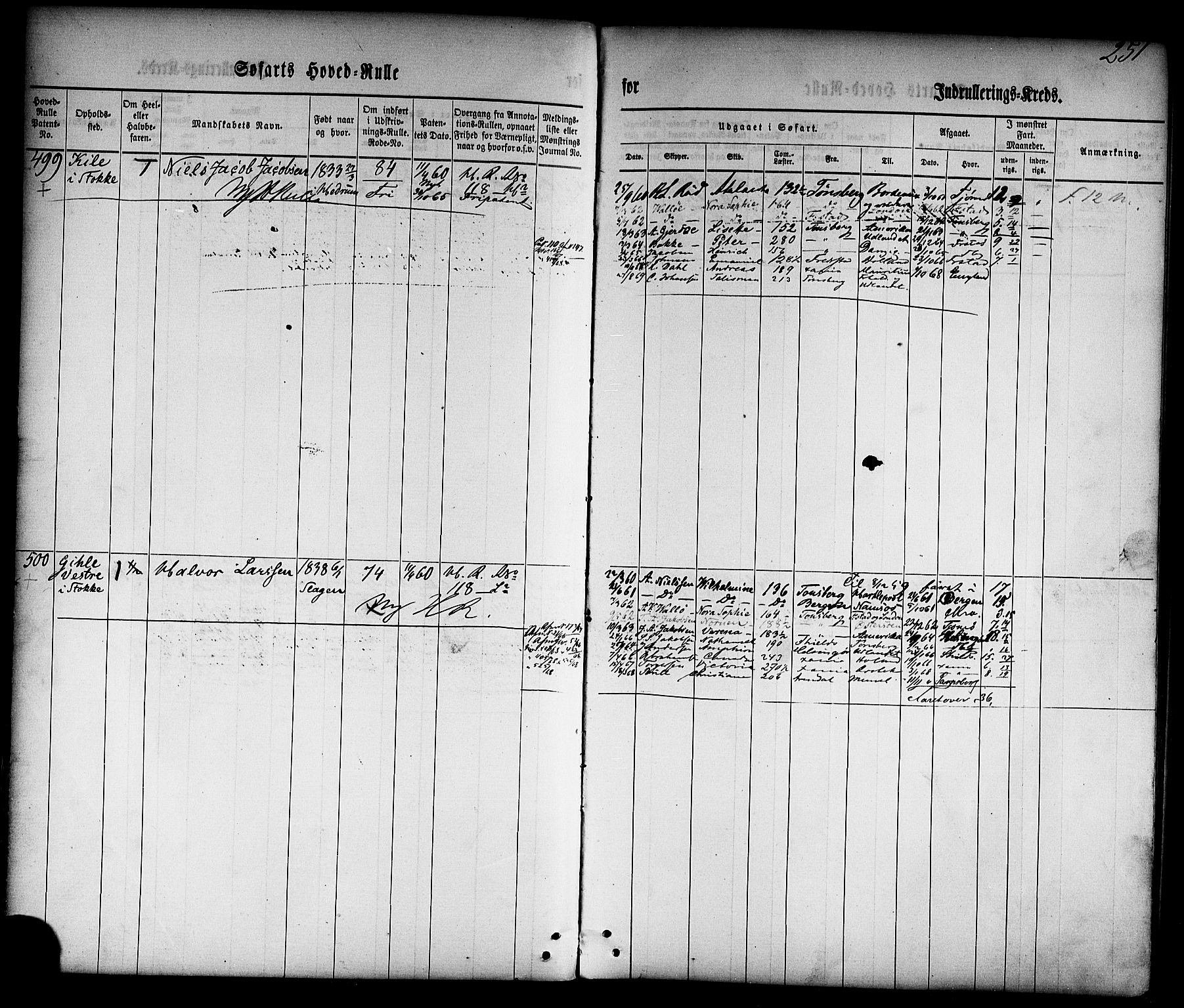 Tønsberg innrulleringskontor, AV/SAKO-A-786/F/Fc/Fca/L0001: Hovedrulle Patent nr. 1-1428, 1860-1861, p. 290