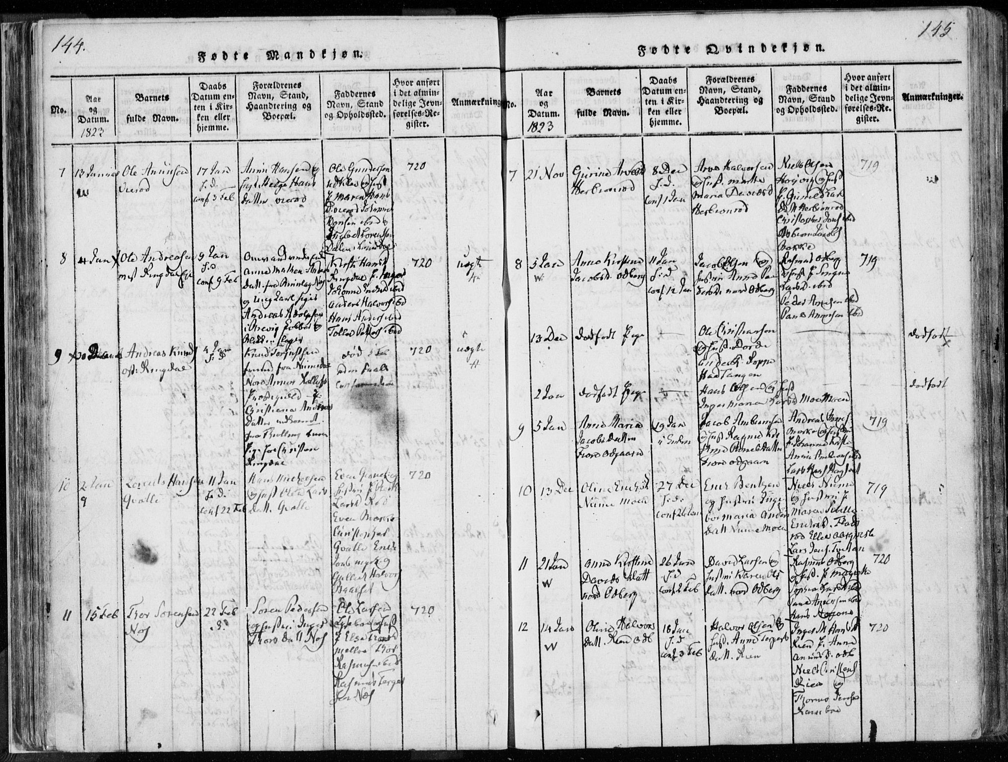 Hedrum kirkebøker, AV/SAKO-A-344/F/Fa/L0004: Parish register (official) no. I 4, 1817-1835, p. 144-145