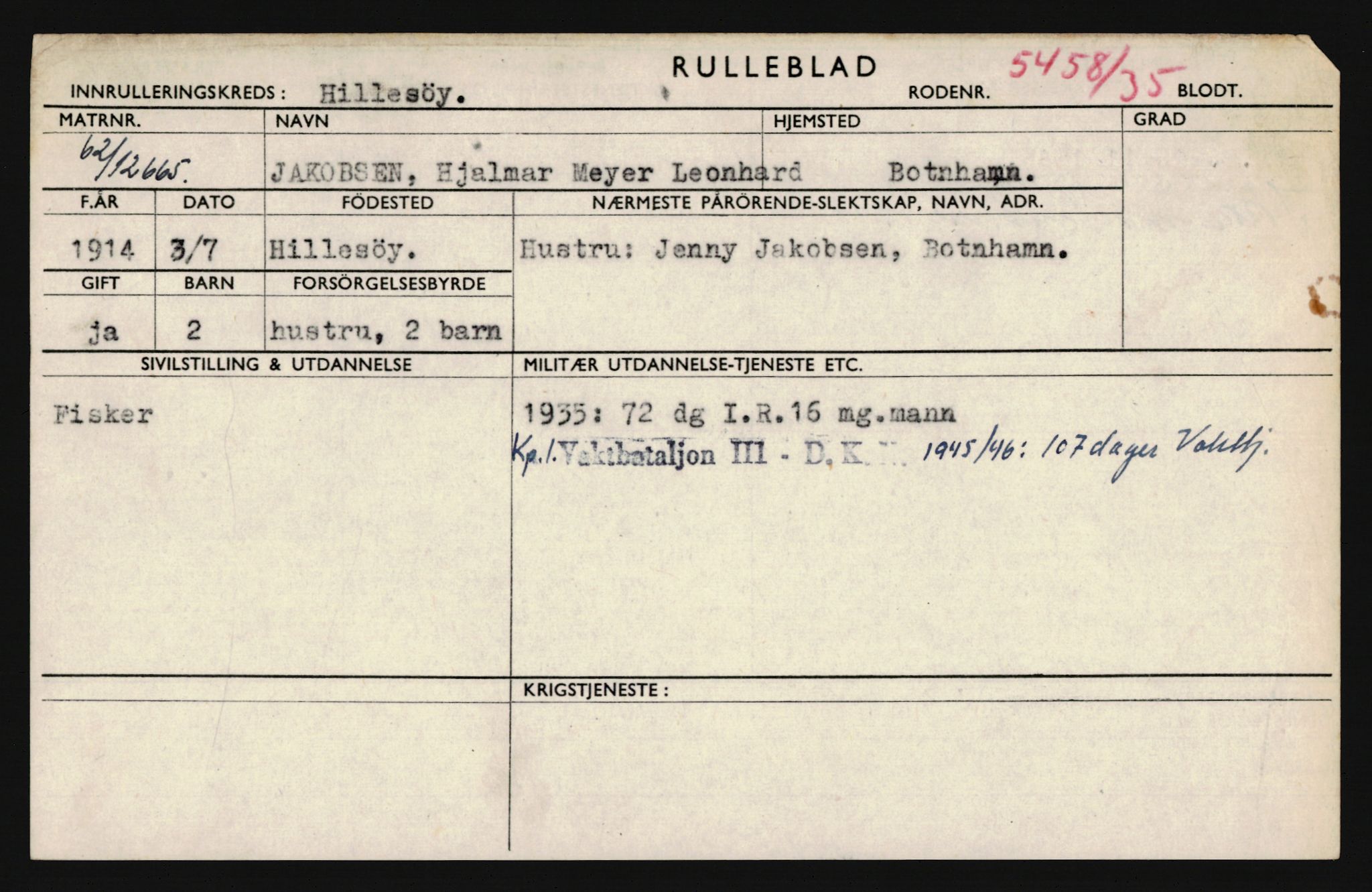 Forsvaret, Troms infanteriregiment nr. 16, AV/RA-RAFA-3146/P/Pa/L0019: Rulleblad for regimentets menige mannskaper, årsklasse 1935, 1935, p. 509