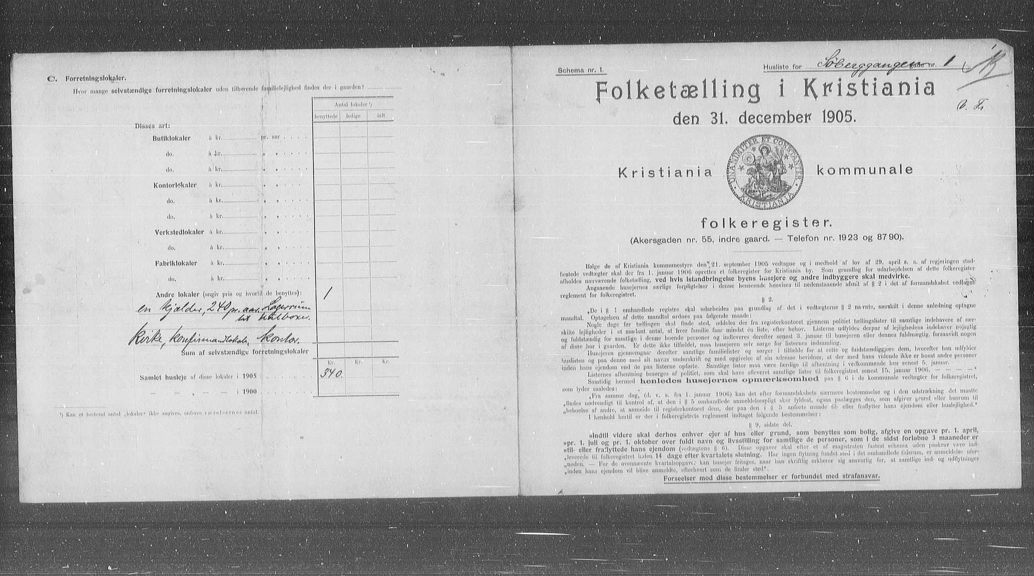 OBA, Municipal Census 1905 for Kristiania, 1905, p. 55522