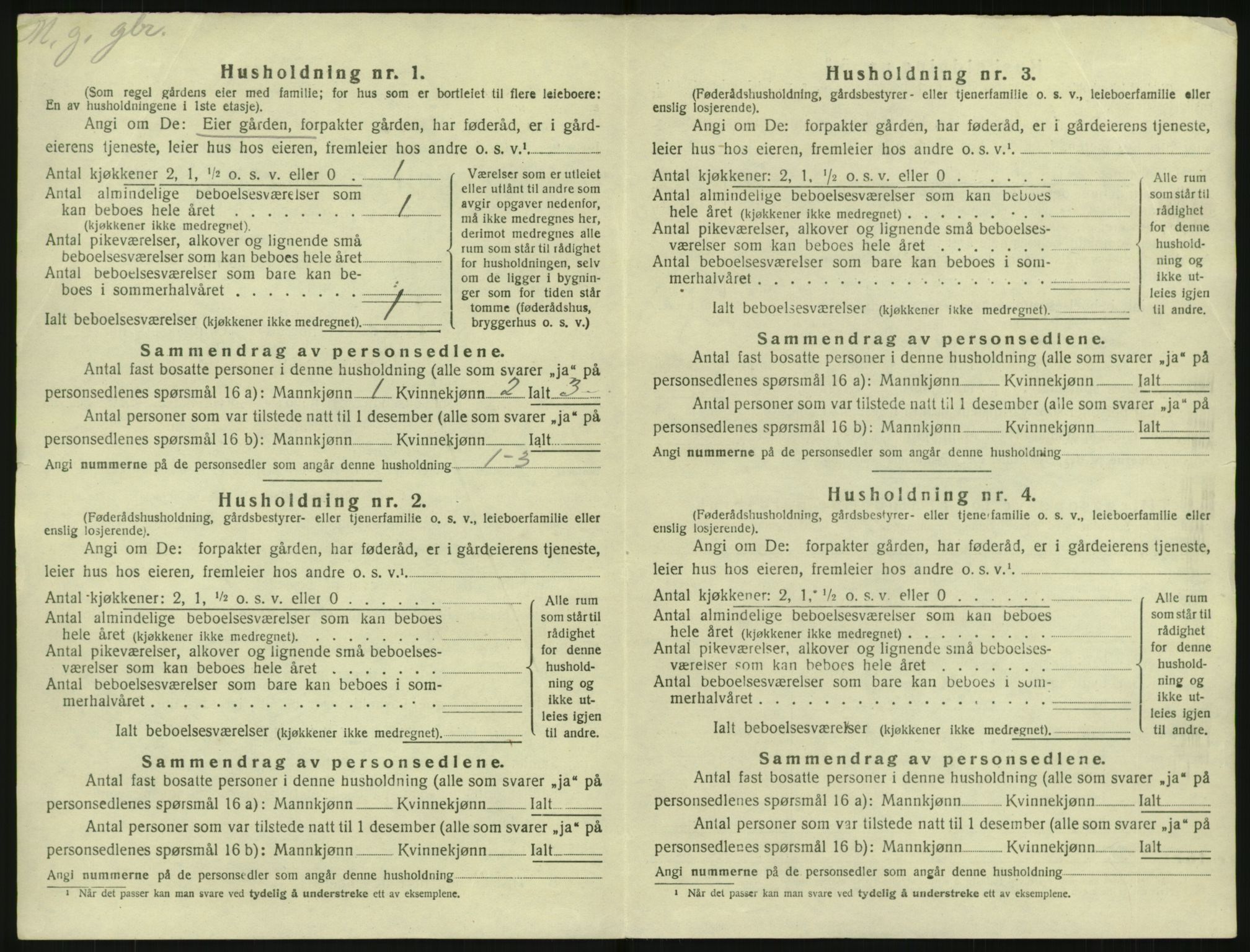 SAKO, 1920 census for Rauland, 1920, p. 467