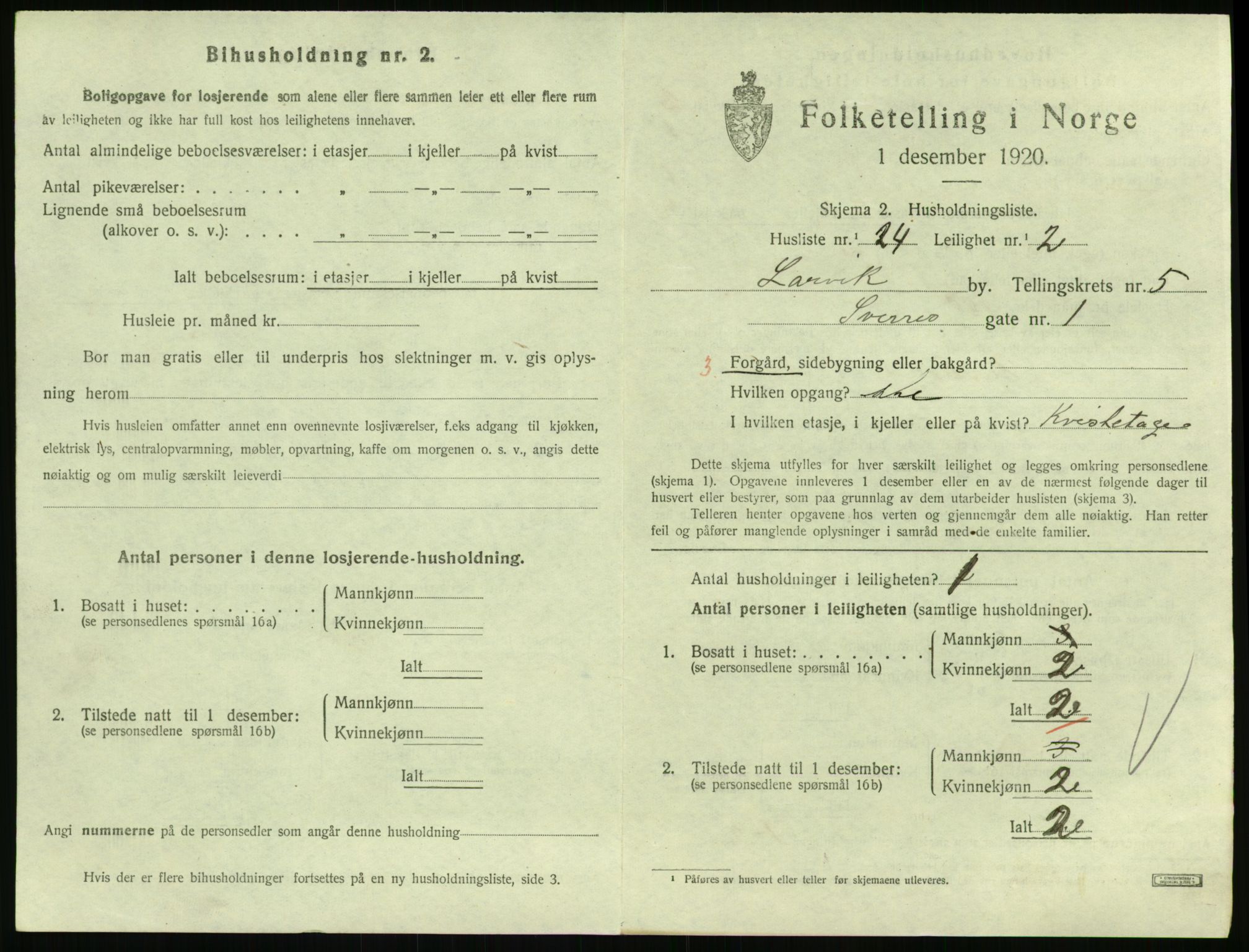 SAKO, 1920 census for Larvik, 1920, p. 4954