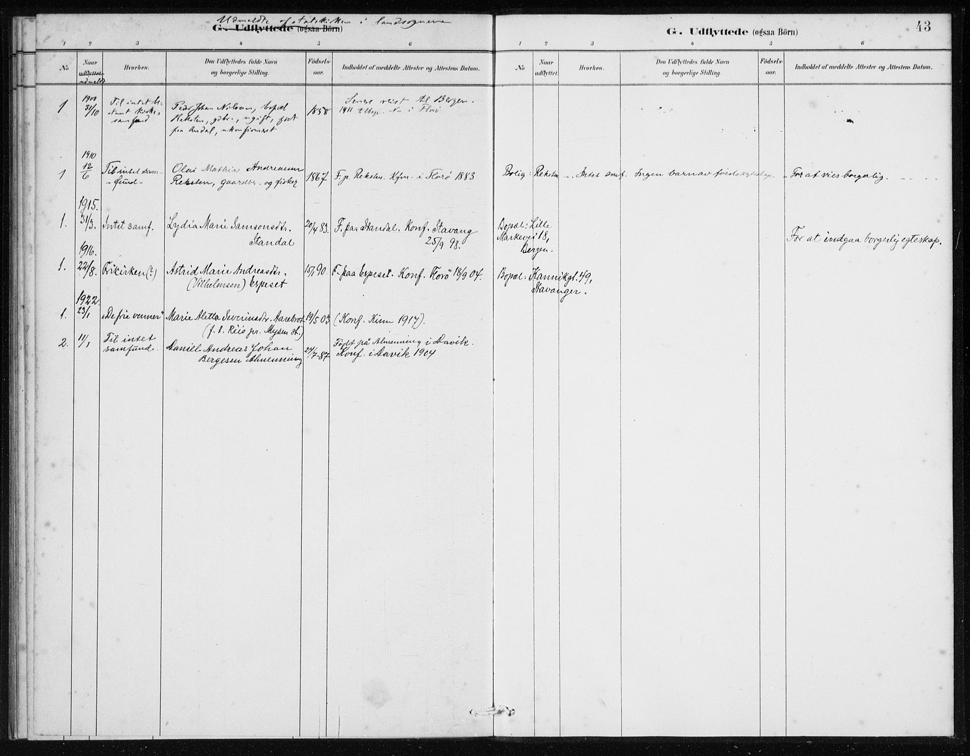Kinn sokneprestembete, SAB/A-80801/H/Haa/Haad/L0007: Parish register (official) no. D 7, 1883-1922, p. 43