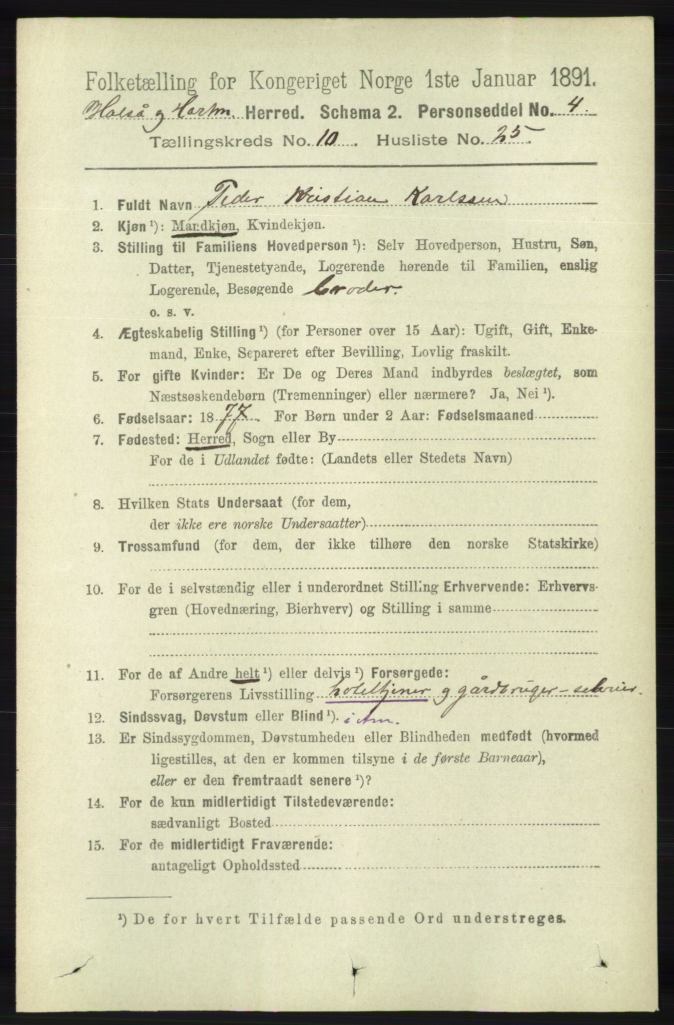 RA, 1891 census for 1019 Halse og Harkmark, 1891, p. 3930
