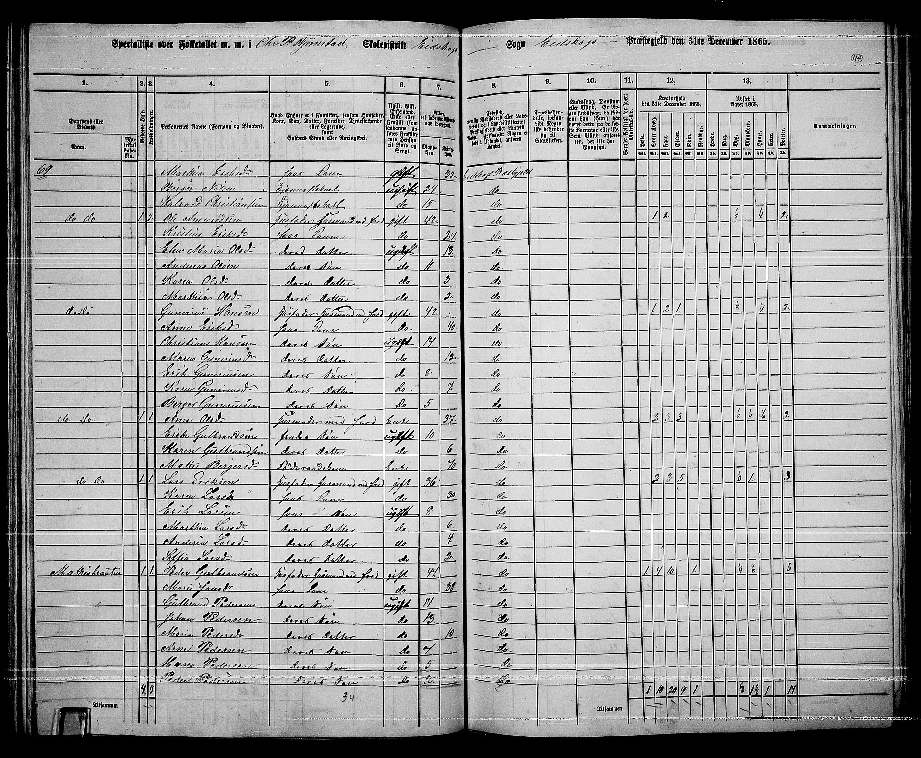 RA, 1865 census for Eidskog, 1865, p. 101